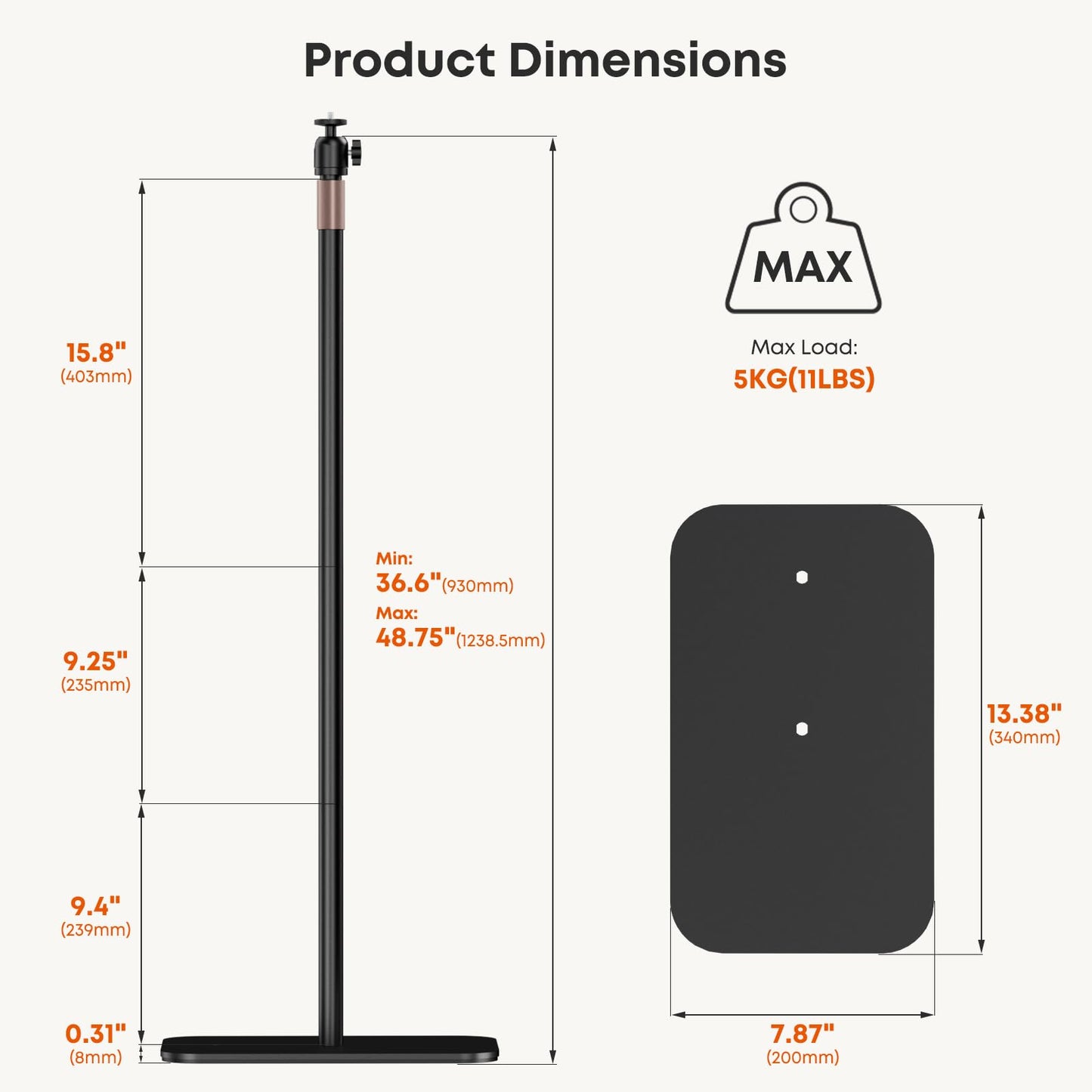 PUTORSEN Universal Projector Stand, Height Adjustable Floor Stand