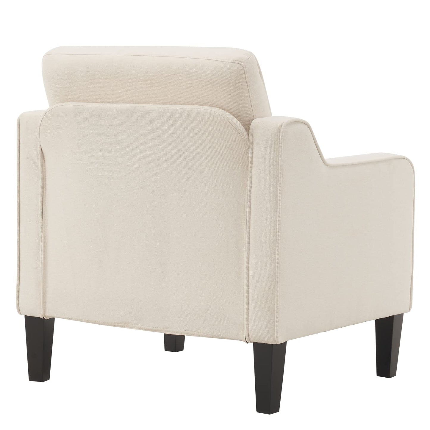 VINGLI Mid Century Modern Accent Chair, Beige Fabric Accent Chairs for Living Room Upholstered Armchair Sofa with Scooped Arms for Bedroom, Apartment, Studio, Office, Waiting Room