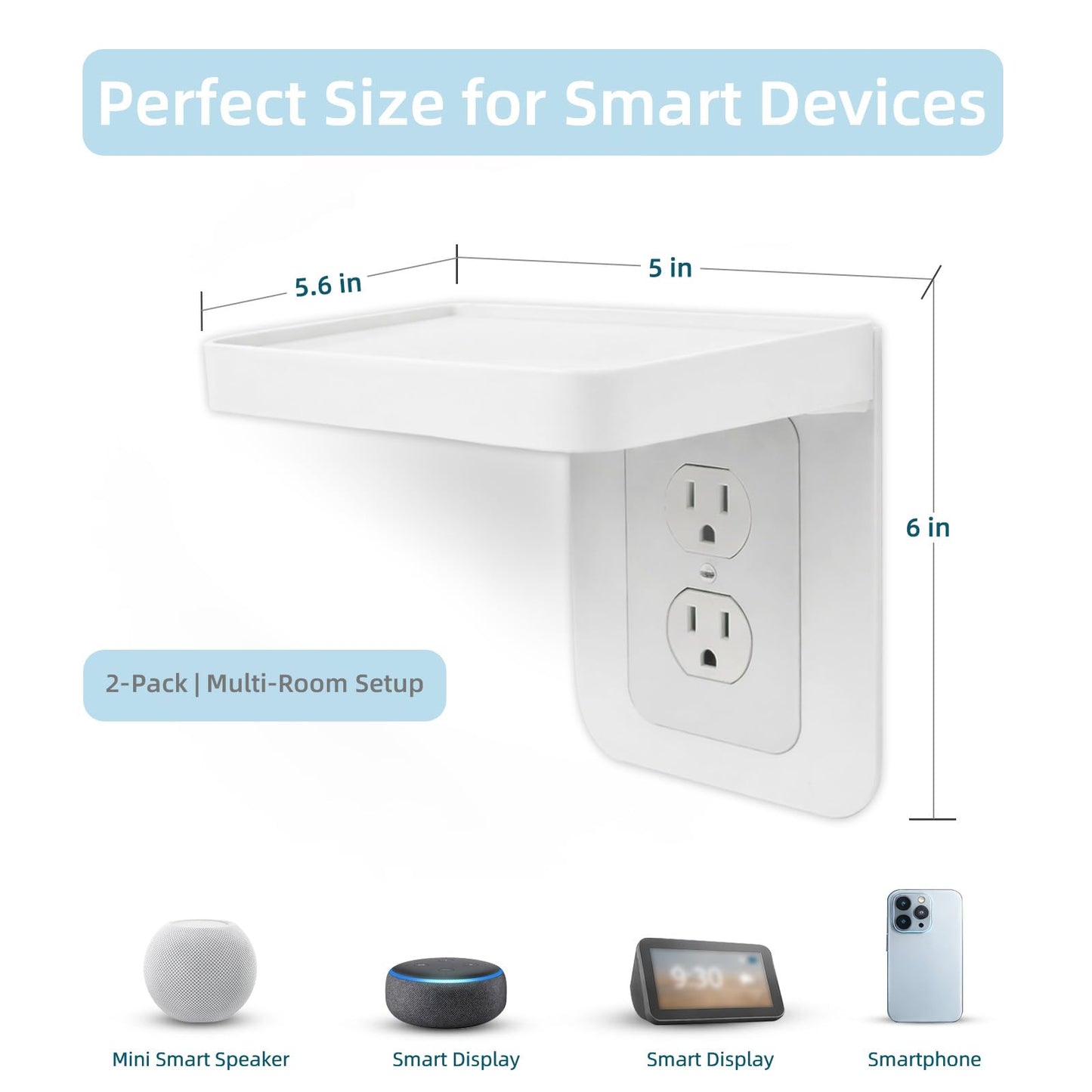 ALLICAVER Outlet Shelf, Bathroom Wall Holder with Built-in Cable Management, Wall Organizer for Smart Home Decor Space Saving Electric Toothbrush Use as Echo Holder (Vertical Decora&Duplex, 2, Pack)