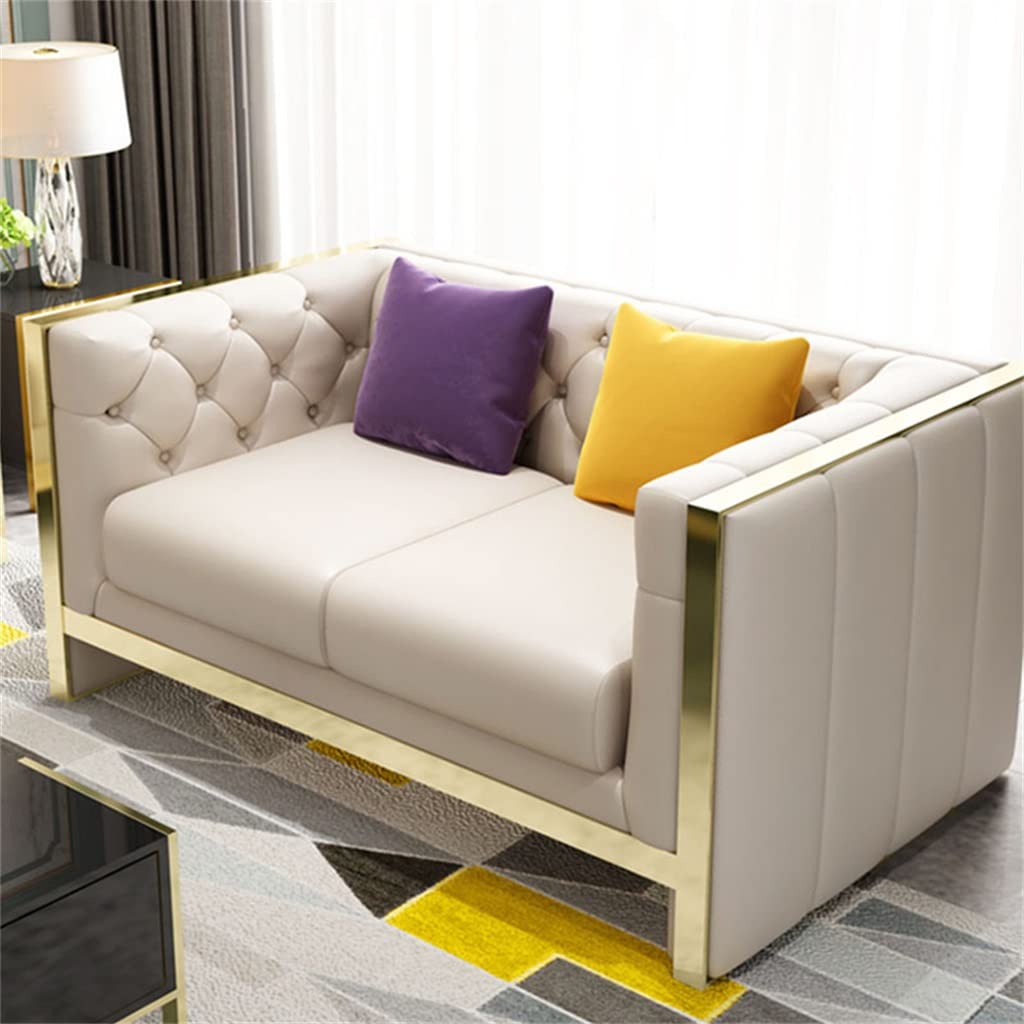 YWMLFZ Hotel Studio Sofa Bed Home Furniture Leather Loveseat with Stainless Steel Foot Combination Chaise Longue