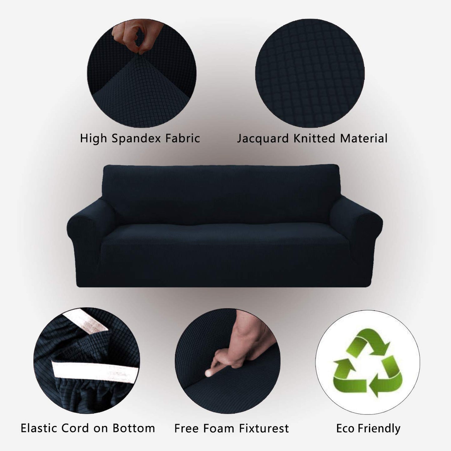 Sapphire Home 2-Piece Sofa and Loveseat Slipcovers, Couch and Loveseat Covers Set, Form fit Stretch, Wrinkle Free, Furniture Protector, Premium Brushed Sofa Covers for Living Room (Blue)
