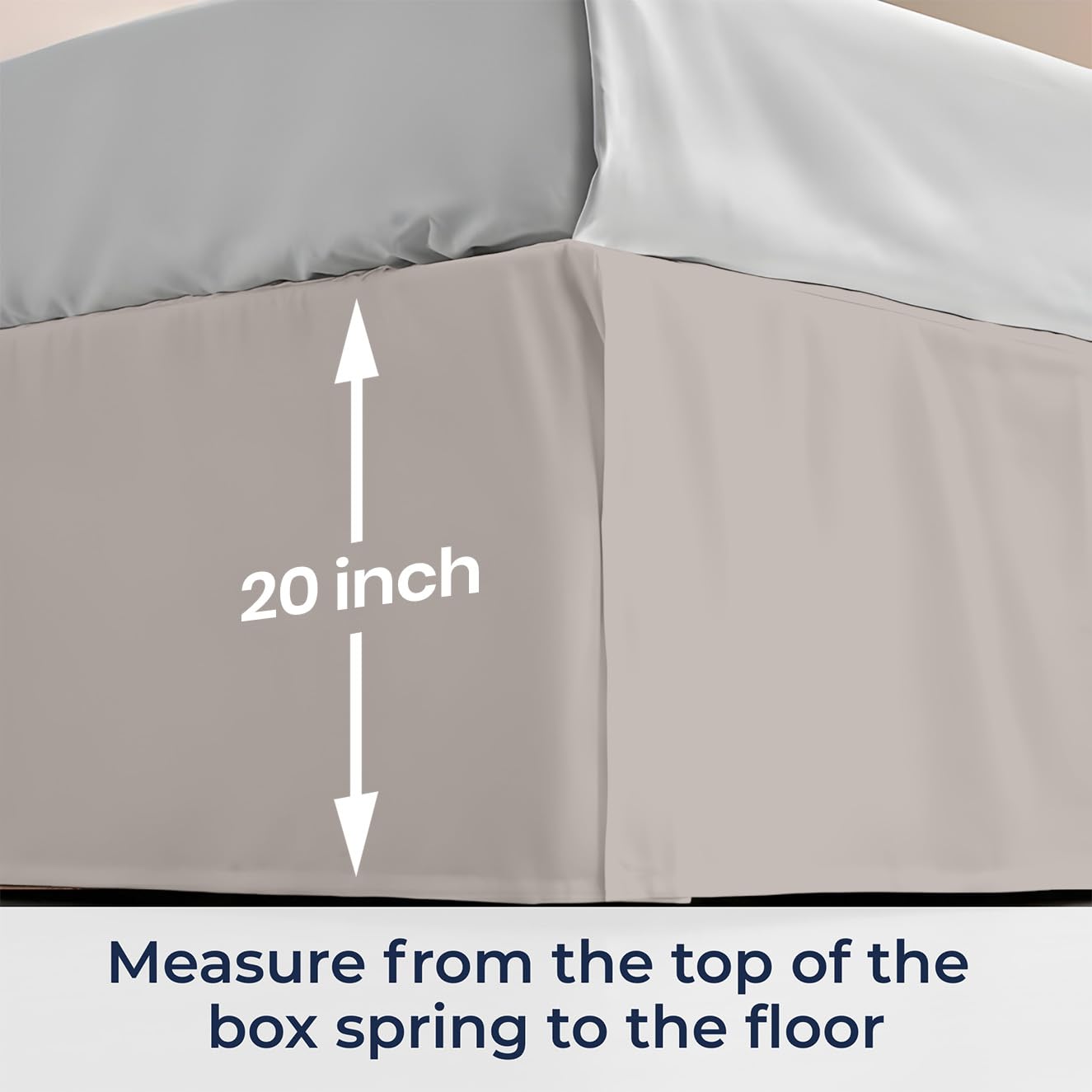 SGI bedding 20 inch Drop Bed Skirt Queen Size - Platform Style with Secure Fit, Classic Tailored Look, Elegant Pleated Style Dust Ruffle, Split Corners, Wrinkle Resistant Microfiber - Tan