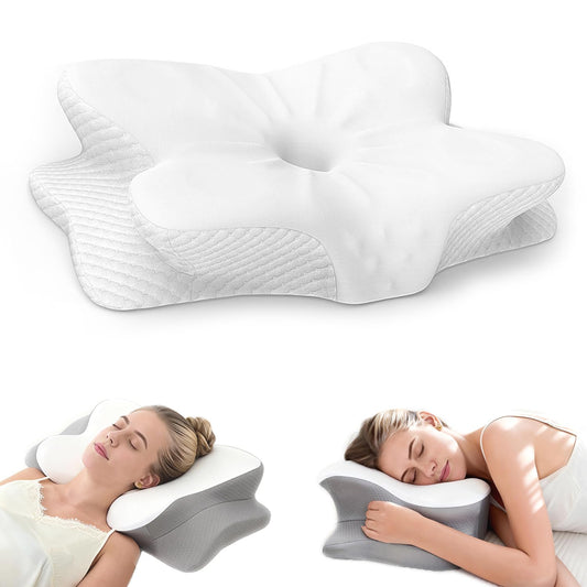 Wave Support Cooling Pillow for Neck & Back Pain Relief, Odorless Ergonomic Butterfly Memory Foam Pillows, Orthopedic Bed Pillow for Side Back Stomach Sleeper， Help to relieve pain and improve sleep