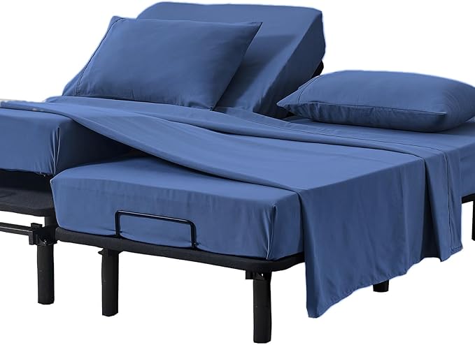 Kingnex Split Queen Sheets for Adjustable Bed Soft 1800 Microfiber 5 Pieces