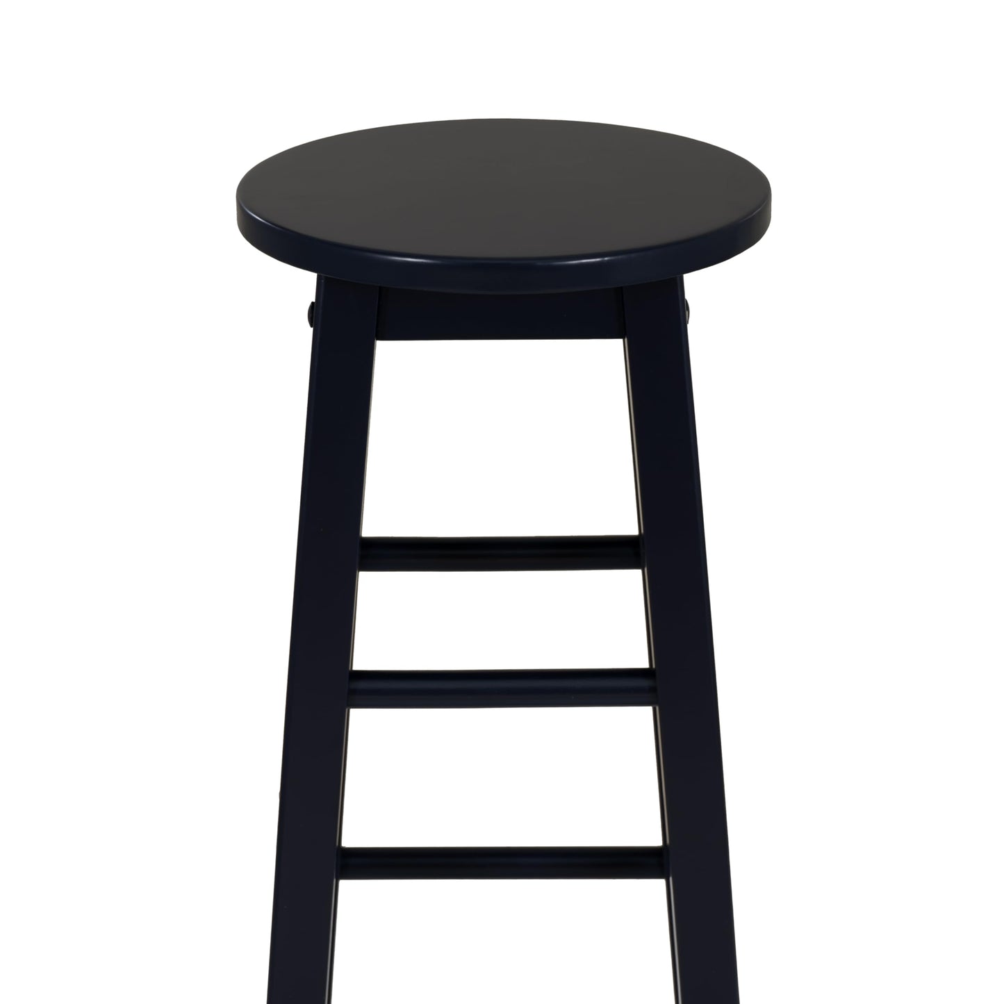 Linon Zeke Navy Blue Solid Wood Backless Round Barstool with 29 inch Seat Height