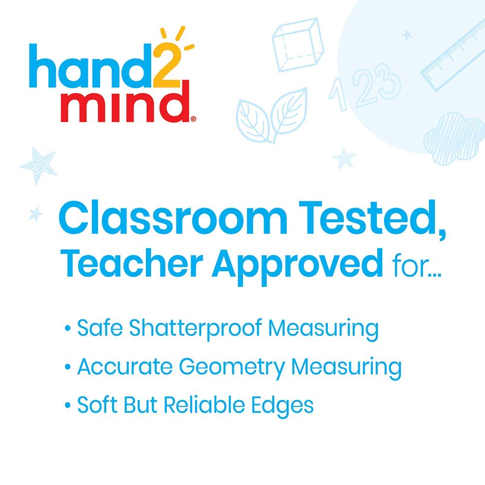 hand2mind Safe-T Protractor for Kids, 180 Protractor, Rainbow Plastic Clear Protractor, Kids Safe, Protractor for Geometry, Protractor Math, Protractor Set, Math Classroom Supplies (24 Pack)