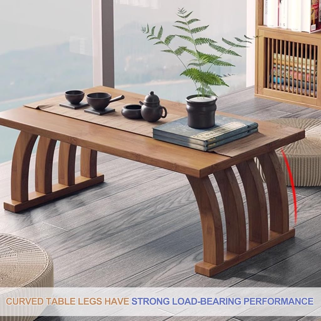 GLDGJMZ Zen Low Floor Table for Meditation & Altar, Japanese Style Furniture for Sitting, Dining & Coffee, 100x37x31cm, Brown - Ideal for Spiritual Practices