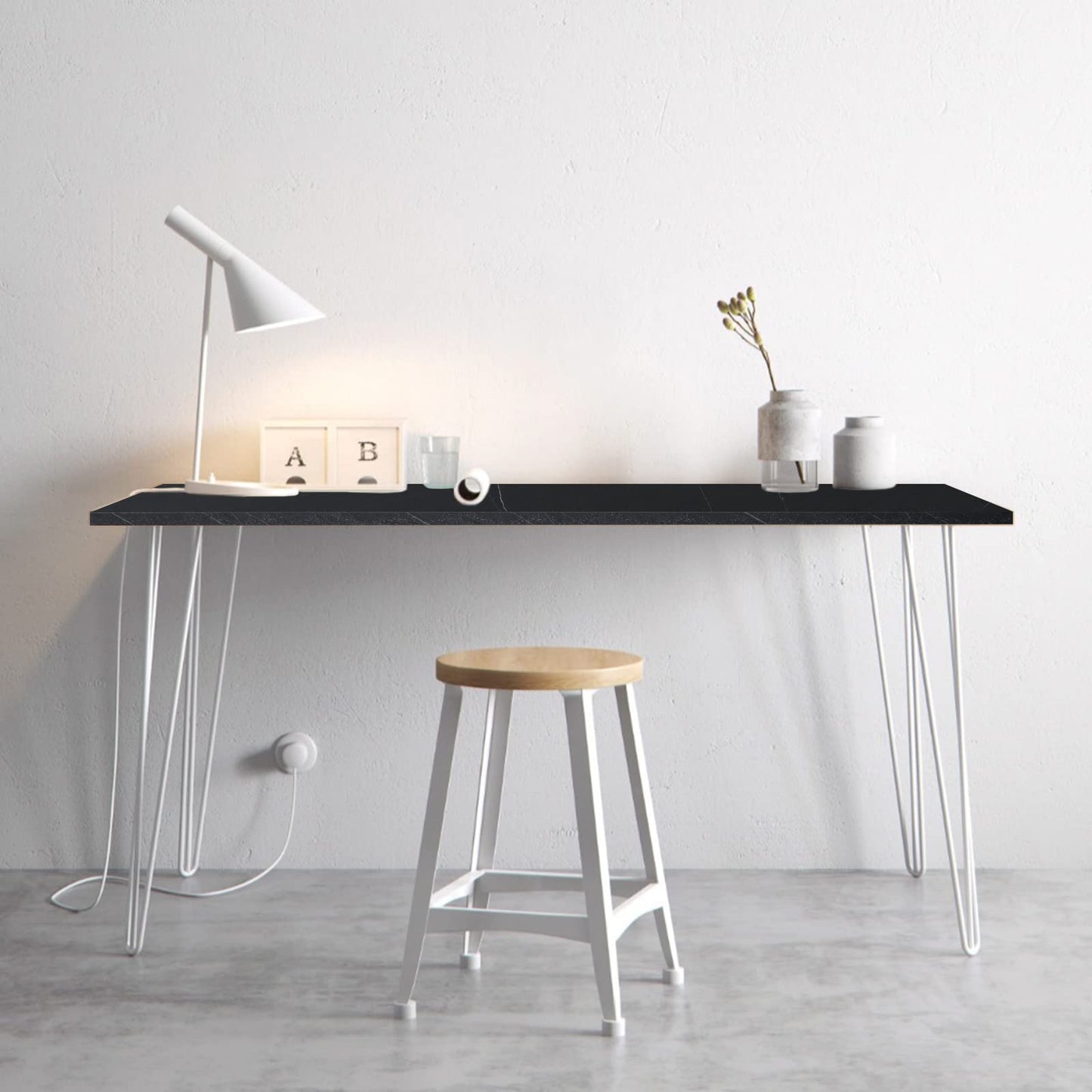 Kaboon 36x24 inches Tabletop, Solid One-Piece Desktop for Sit Stand Desk, Double Desks, L Desk DIY,Wood Countertop Home or Commercial Use,1 inch Thick, Cloud Atlas/Black Marble