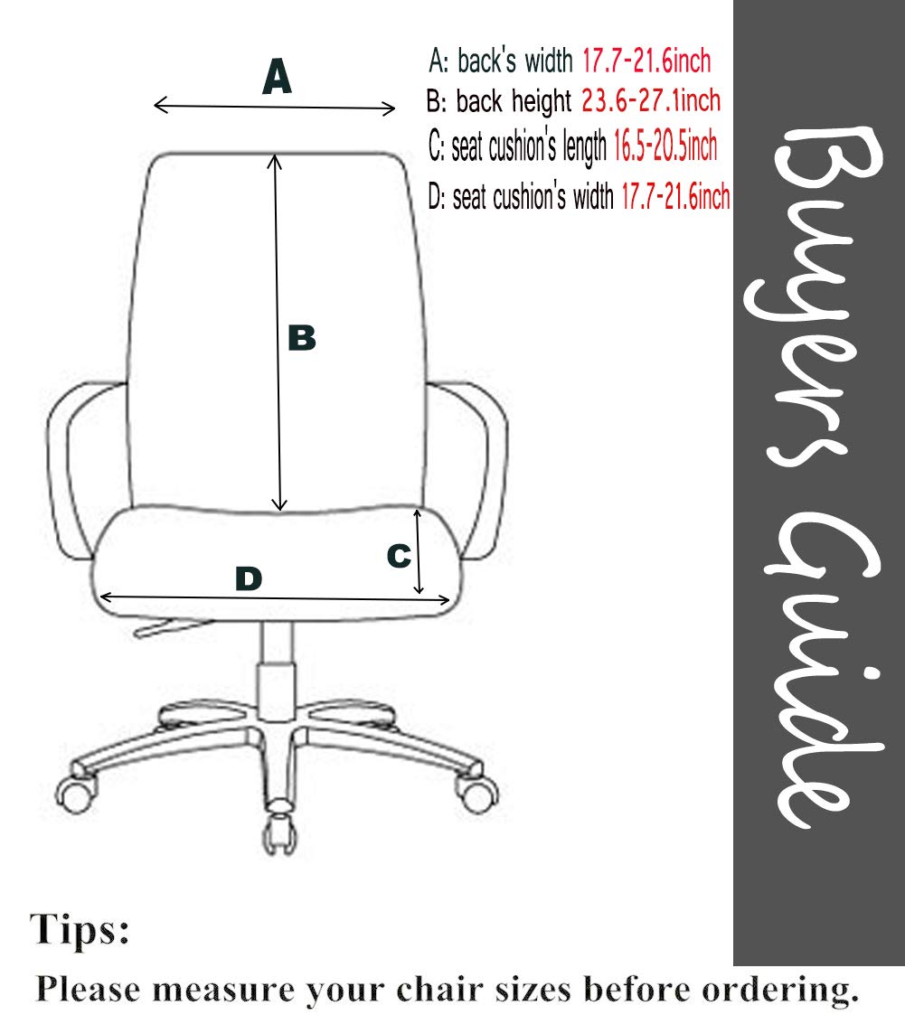 Deisy Dee Computer Office Chair Covers for Stretch Universal Rotating Chair Desk Chairs ONLY Chair Covers (White Flower, Medium)