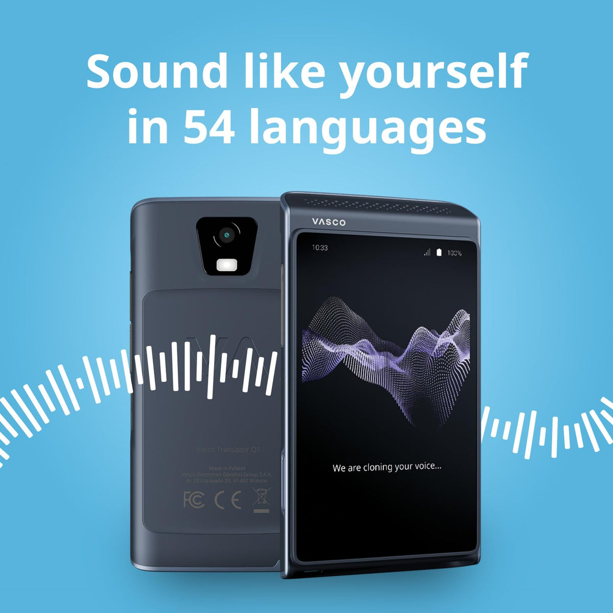 Vasco Translator Q1 | AI Voice Cloning Language Translator Device | 113 Languages | Free Lifetime Internet in Nearly 200 Countries | Mystic Plum