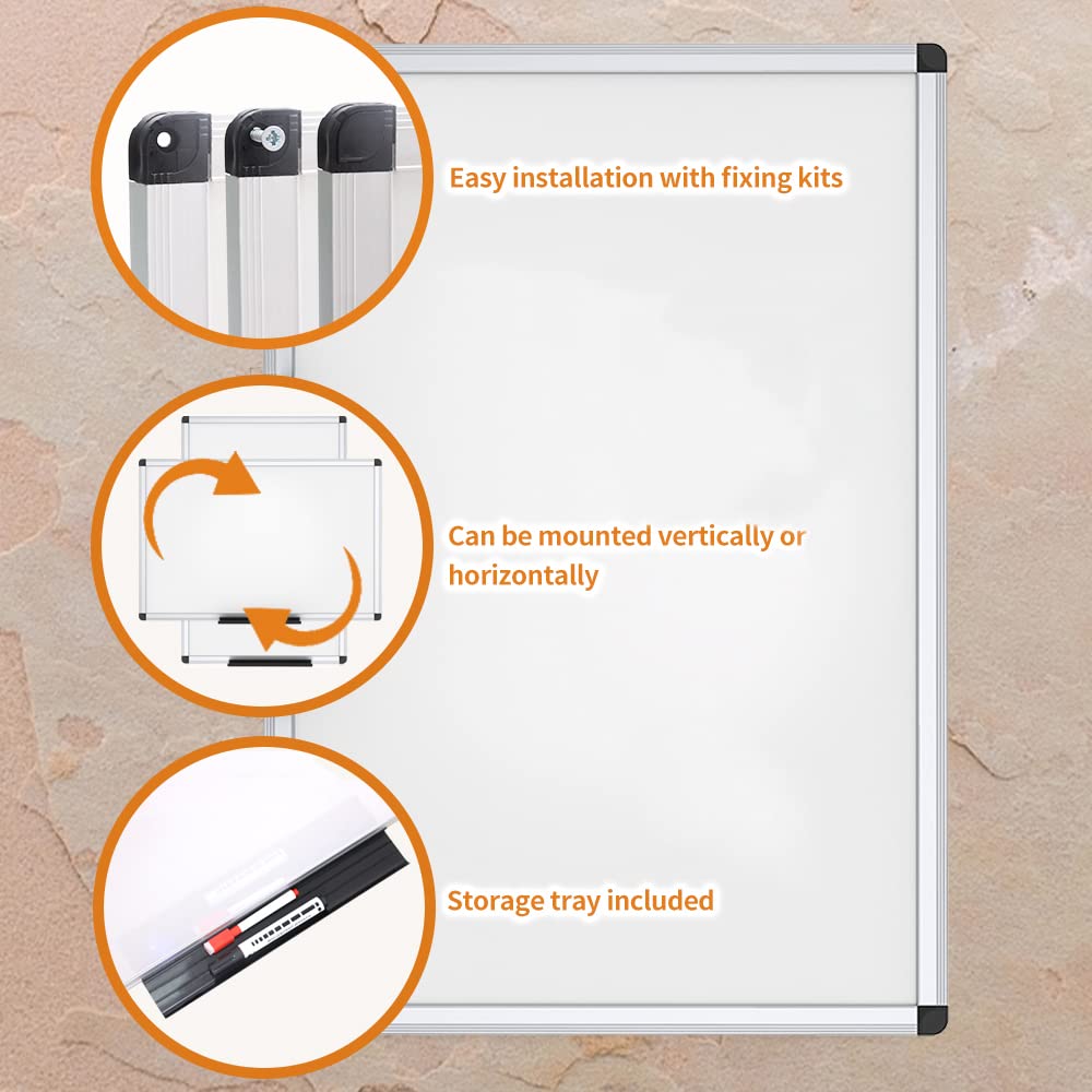 VIZ-PRO Dry Erase Board/Whiteboard, Non-Magnetic, Pack of 2, 36 x 24 Inches, Wall Mounted Board for School Office and Home