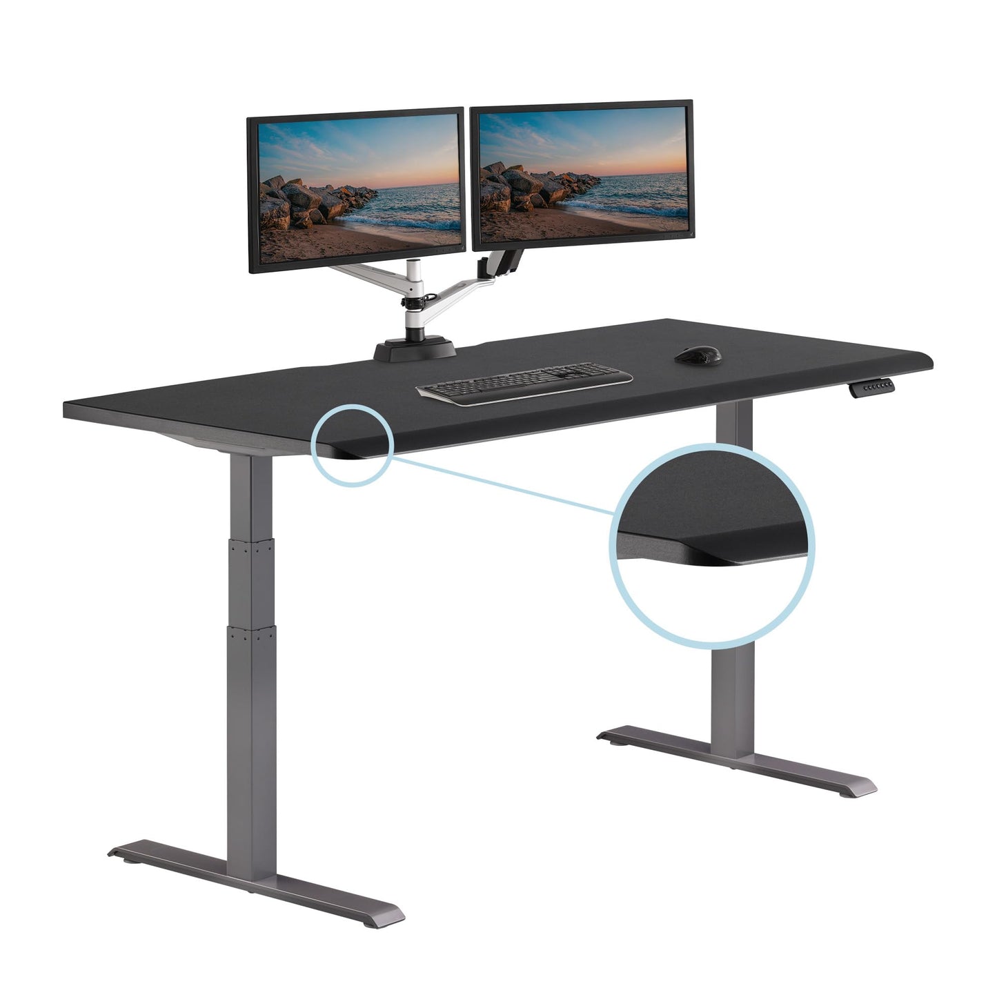 Vari ComfortEdge 72x30 Inch Electric Standing Desk – Height Adjustable Large Office Sit Stand VariDesk with Sloped Edge, Memory Presets, 180 LB Capacity + Tool-Free Assembly (Black)