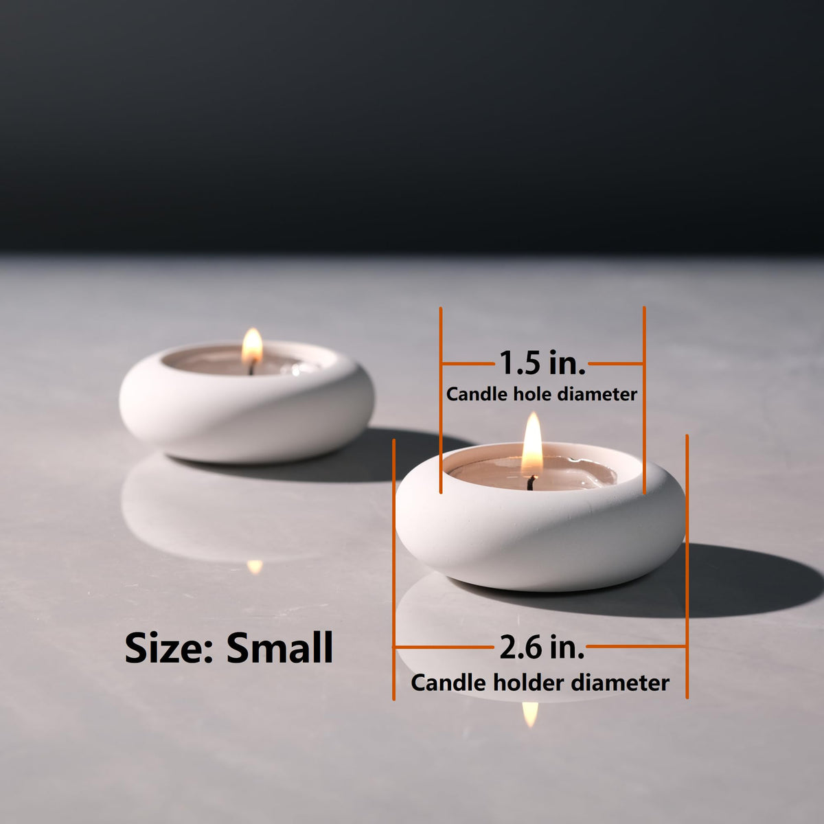ICNBUYS Handmade Decorative Pebble Tealight Candle Holders Set of 2 - Handcrafted Home Decor Accent for Calming Earthy Aesthetic Cement White Diameter 2.6 inches