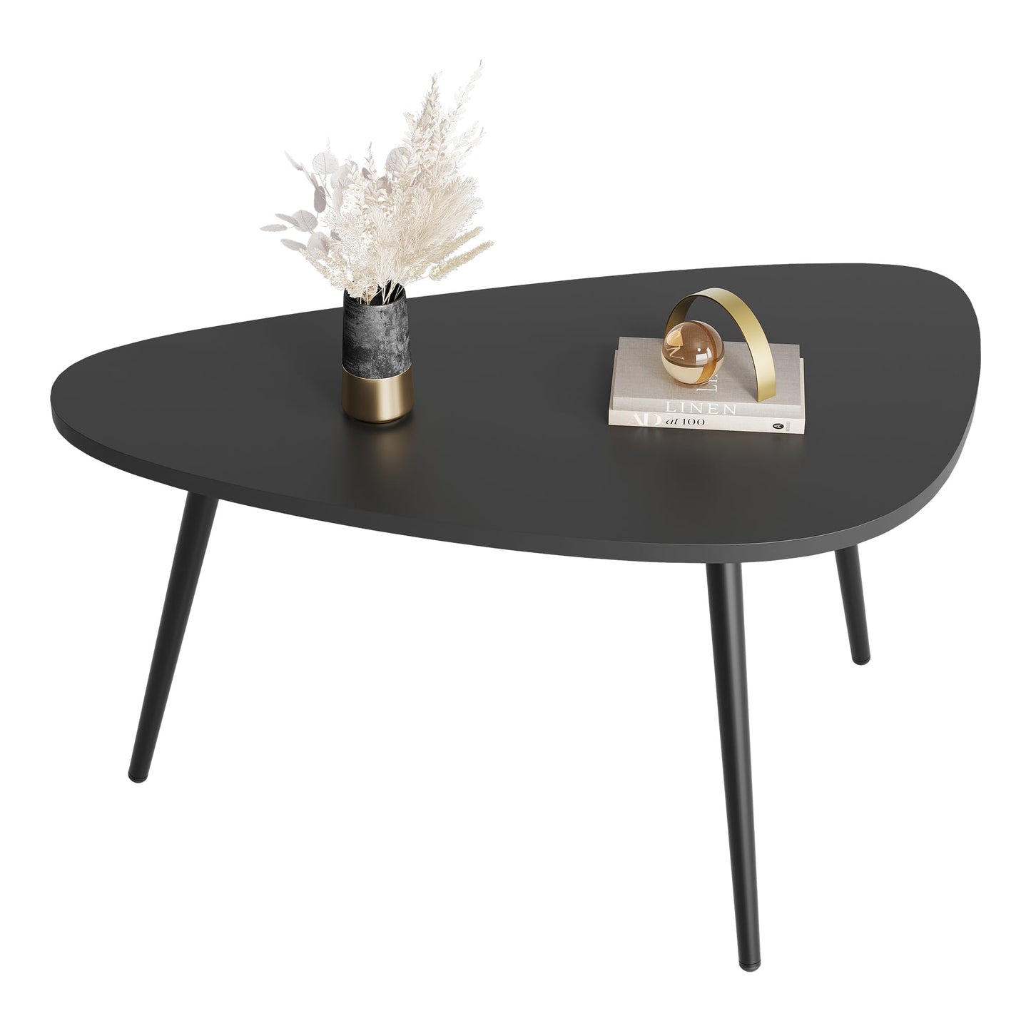 WLIVE Oval Coffee Tables, Modern Coffee Table for Living Room, Coffe Table for Small Space Home Office, Easy Assembly, 33.5" W x 18.9" D x 18.7" H (Black)