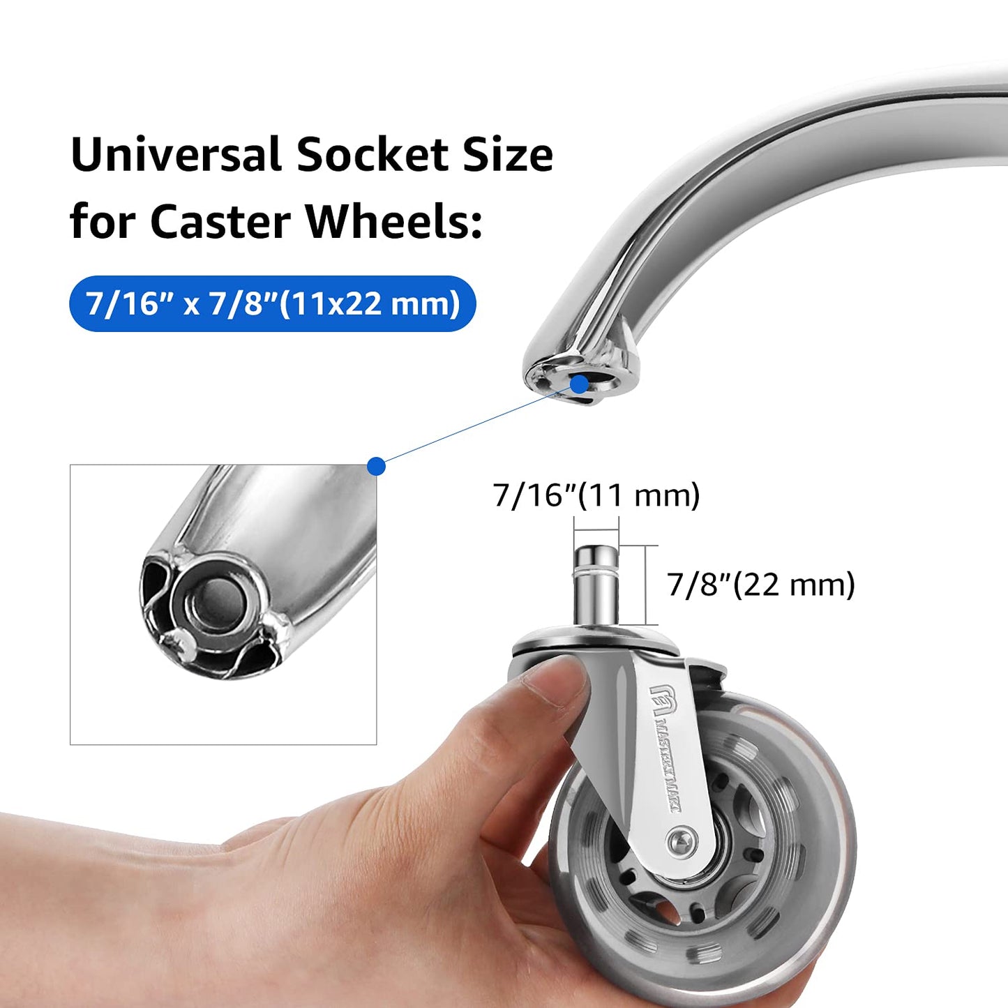Mastery Mart Office Chair Base Replacement, 28 Inch Heavy Duty(2500 Lbs) Metal Leg, Reinforced to Repair Swivel Gaming Chair Bottom Part with Universal Caster and Gas Cylinder Size (Silver)