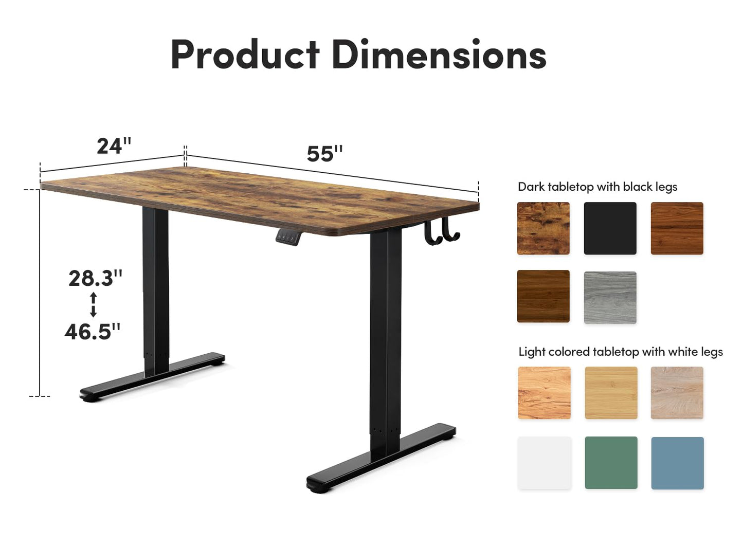 FEZIBO Electric Standing Desk, 55 x 24 Inches Height Adjustable Stand up Desk, Sit Stand Home Office Desk, Computer Desk, Rustic Brown