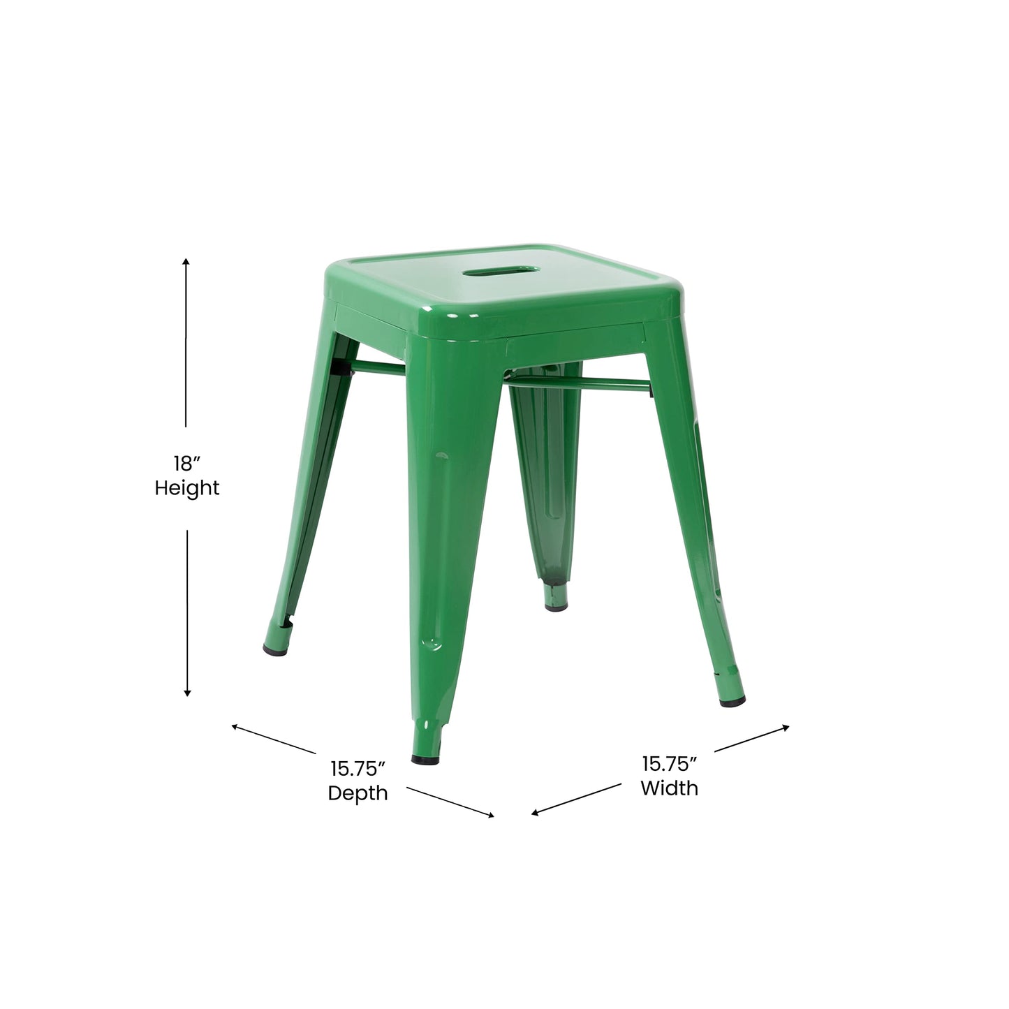 Flash Furniture Metal Dining Table Height Stool - Backless Green Kai Commercial Grade Stool - 18 Inch Stackable Dining Chair - Set of 4
