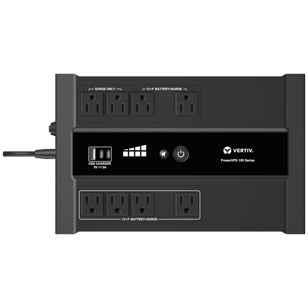 Vertiv Liebert PowerUPS 100 UPS, PST6-1100LVMT, 1100VA/670W 120V Standby Power, 8 Outlets, Battery Backup with Surge Protection, USB C+A Charging, 3 Year Warranty, User Replaceable Batteries