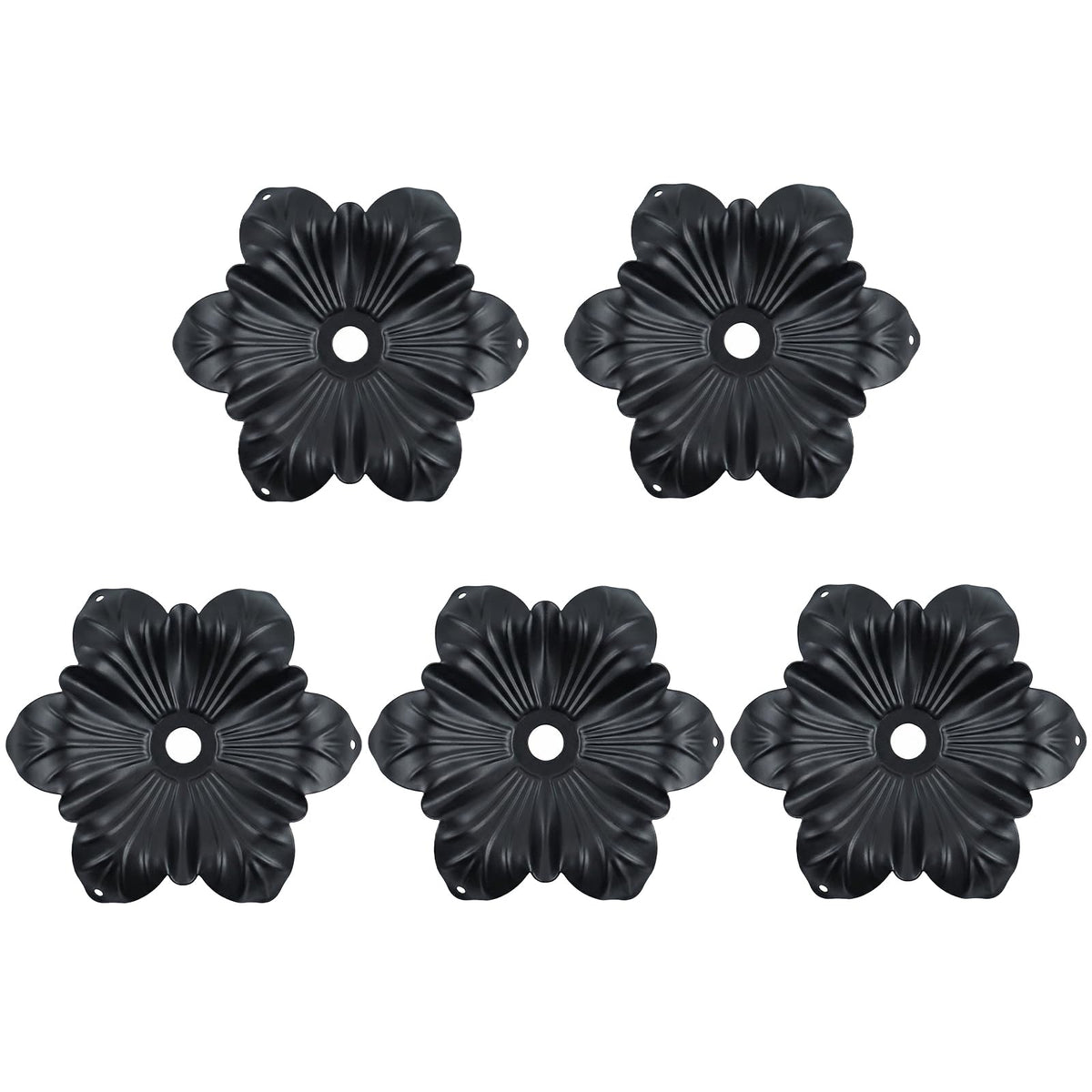 5 Pcs Metal Flower Candle Holder Leaves, 4.3 Inch Metal Candle Stand Accessories with 3 Hanging Holes for Crystal Pendants, Suitable for Candlesticks and Candelabra (Black, 3.9"-5pcs)