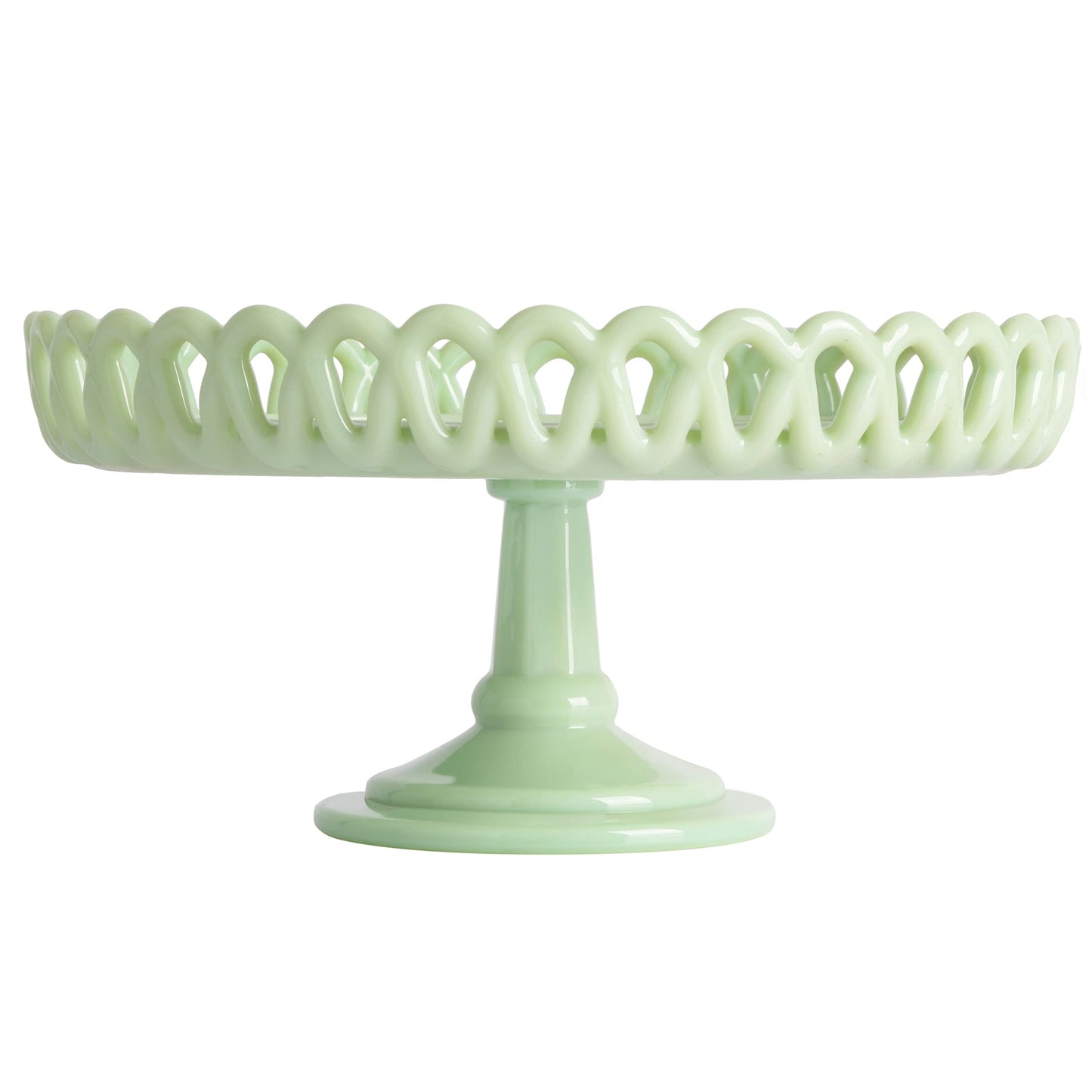 Martha Stewart Highbrook 8.5" Handmade Jadeite Glass Cake Stand