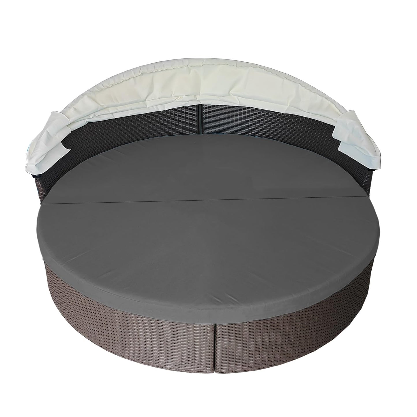 WQZWDFC Splicing Outdoor Daybed Cushion Cover 66" Patio Round Sunbed Cushion Covers Circle Daybed Couch Mattress Replacement Slipcover (Dark Gray)