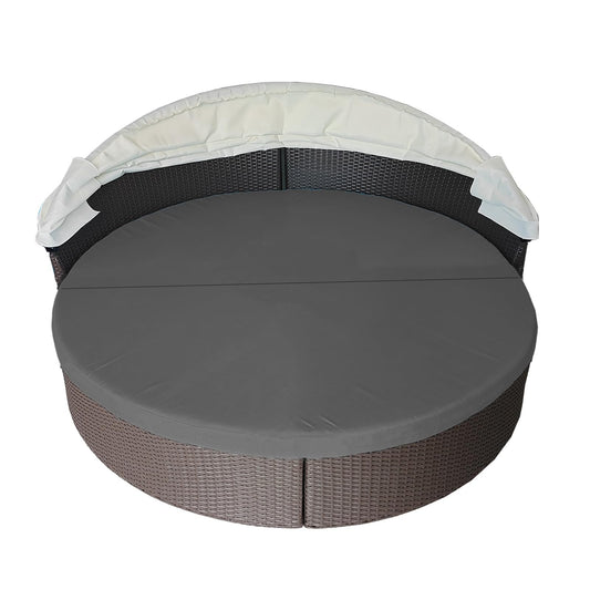 WQZWDFC Splicing Outdoor Daybed Cushion Cover 66" Patio Round Sunbed Cushion Covers Circle Daybed Couch Mattress Replacement Slipcover (Dark Gray)