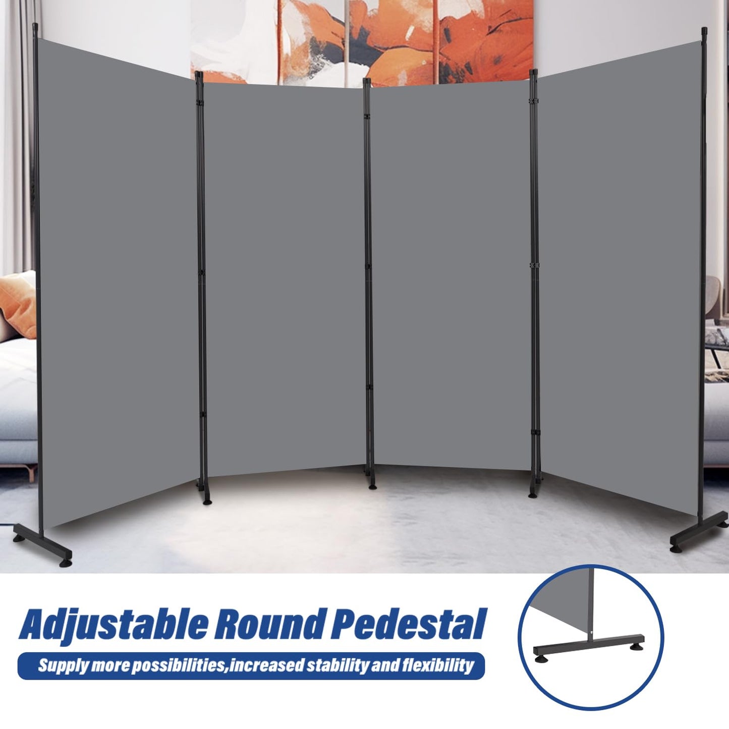 Room Divider 6ft Room Dividers and Folding Privacy Screens, 4 Panel Partition Room Divider Fabric Panel, Indoor Wall Divider for Room Separation Freestanding Space Separators for Bedroom Office Studio