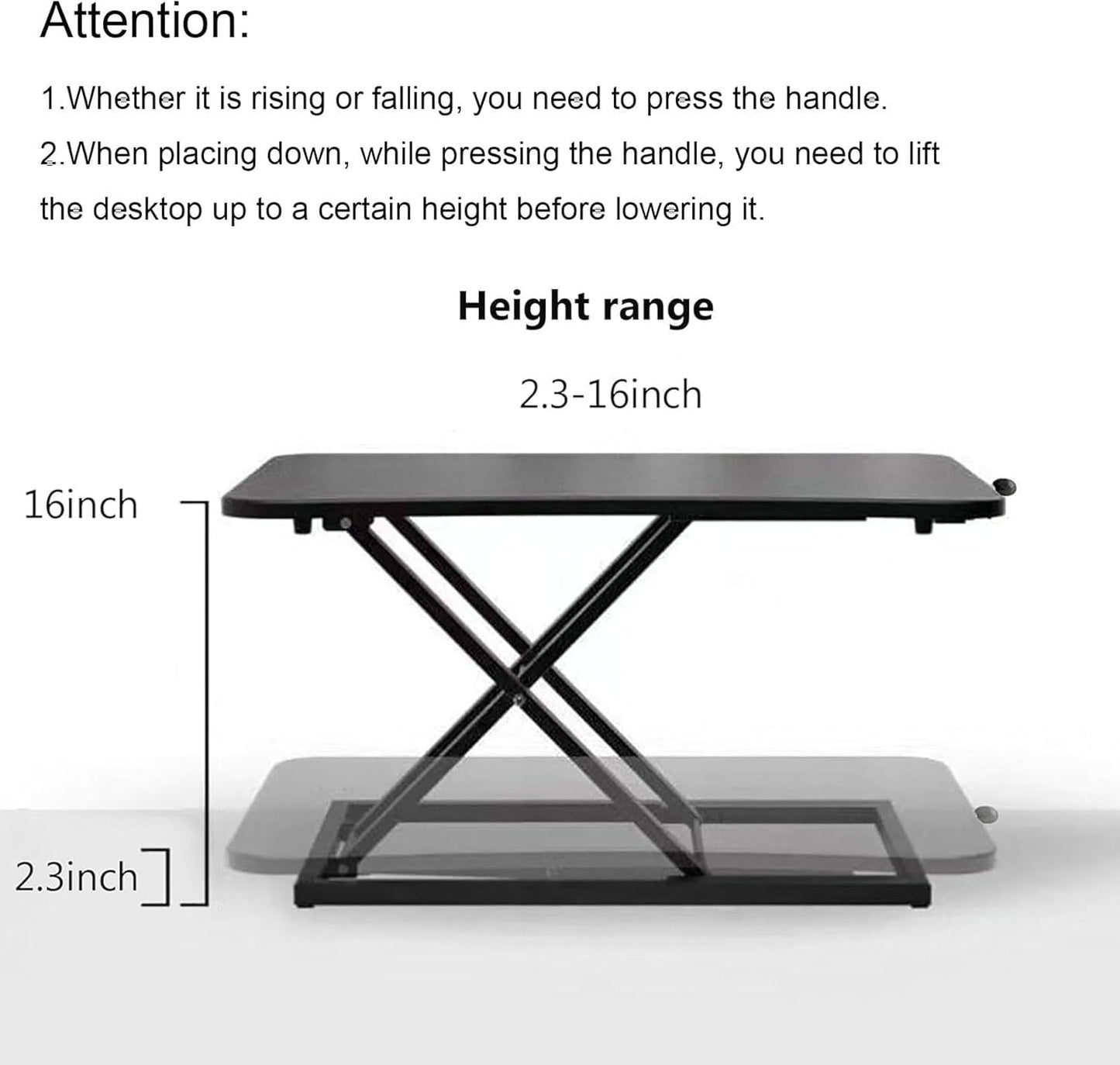 Standing Desk Converter Height Adjustable,Keyboard Riser for Stand Up Desk Riser, Easy Lift Height Converter Computer Workstations Home Office Study Room Portable Small Table Black Size 23.6 Inch D
