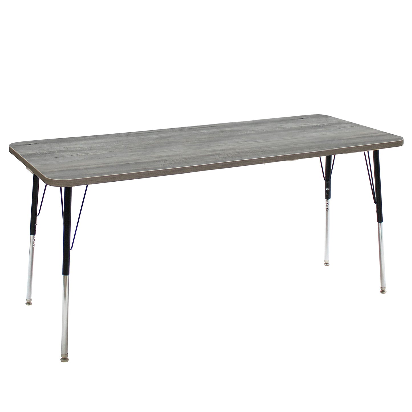 FDP La Madera Rectangle Activity Table (24 x 72 inch), Standard Legs with Swivel Glides, Adjustable Height 19-30 inches Modern Professional Woodgrain Tabletop - Light Gray Wood/Black