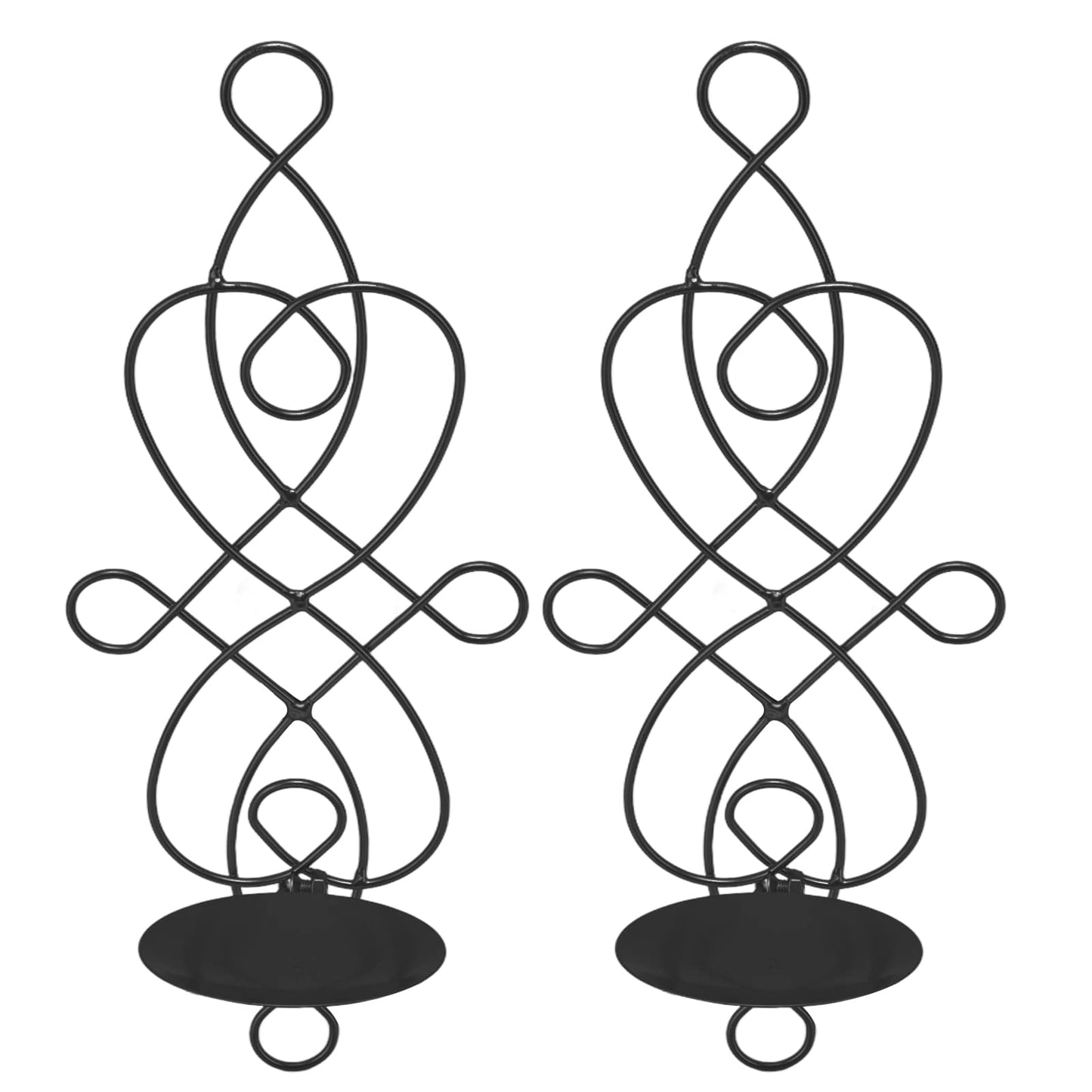 Wall Sconces Candle Holder, Set of 2 Iron Hanging Candle Sconce Holder Foldable Wall Candle Holder for Bedroom Dining Room (Black)
