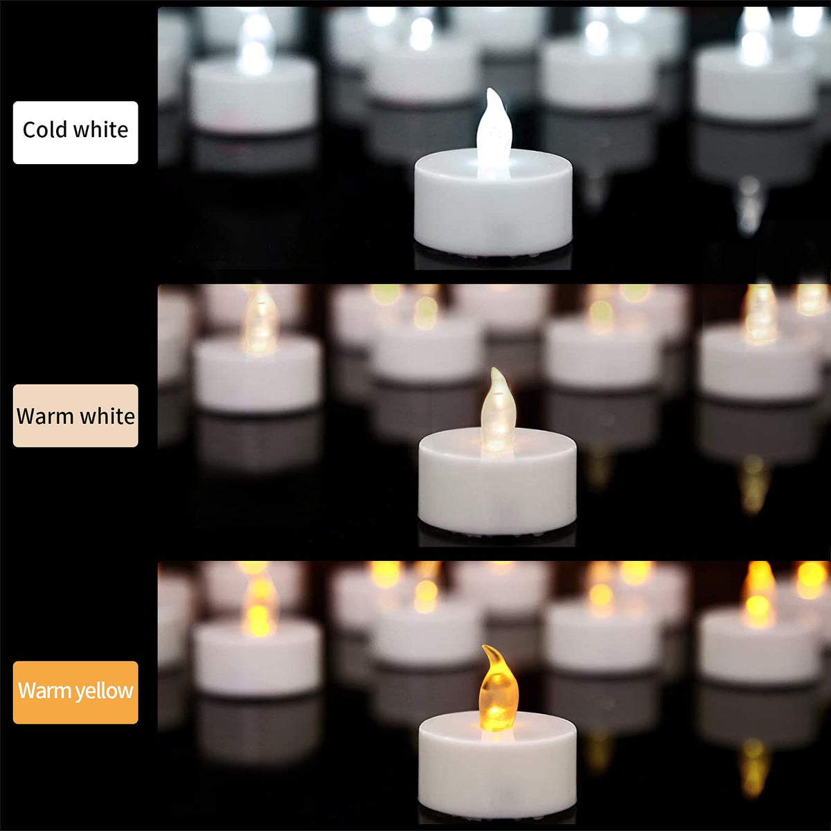VETOUR LED Tea Lights Candles Battery Operated :50PCS Flickering Fake Tealights 200 Hours Last Electric Candle for Votives,Festival celeration Thanksgiving,Hallween,Christmas (Cool White Light)