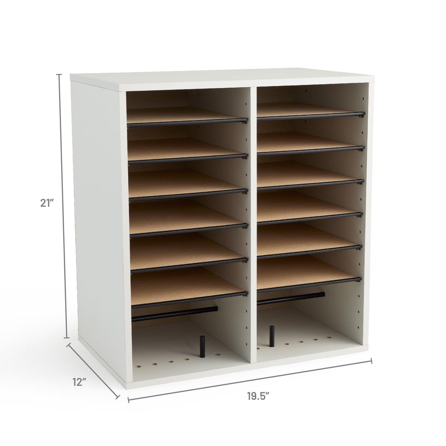 Safco 9422GR Wood Adjustable Literature & Paper Organizer, 16 Adjustable Compratment, Stackable Durable Construction, Home, Office, Mailroom, Classroom Mailbox , Gray