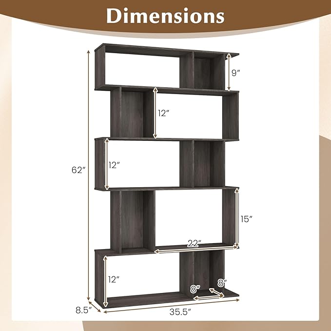Giantex 5-Tier Bookshelves Set of 2, 10-Cube Geometric Bookcase