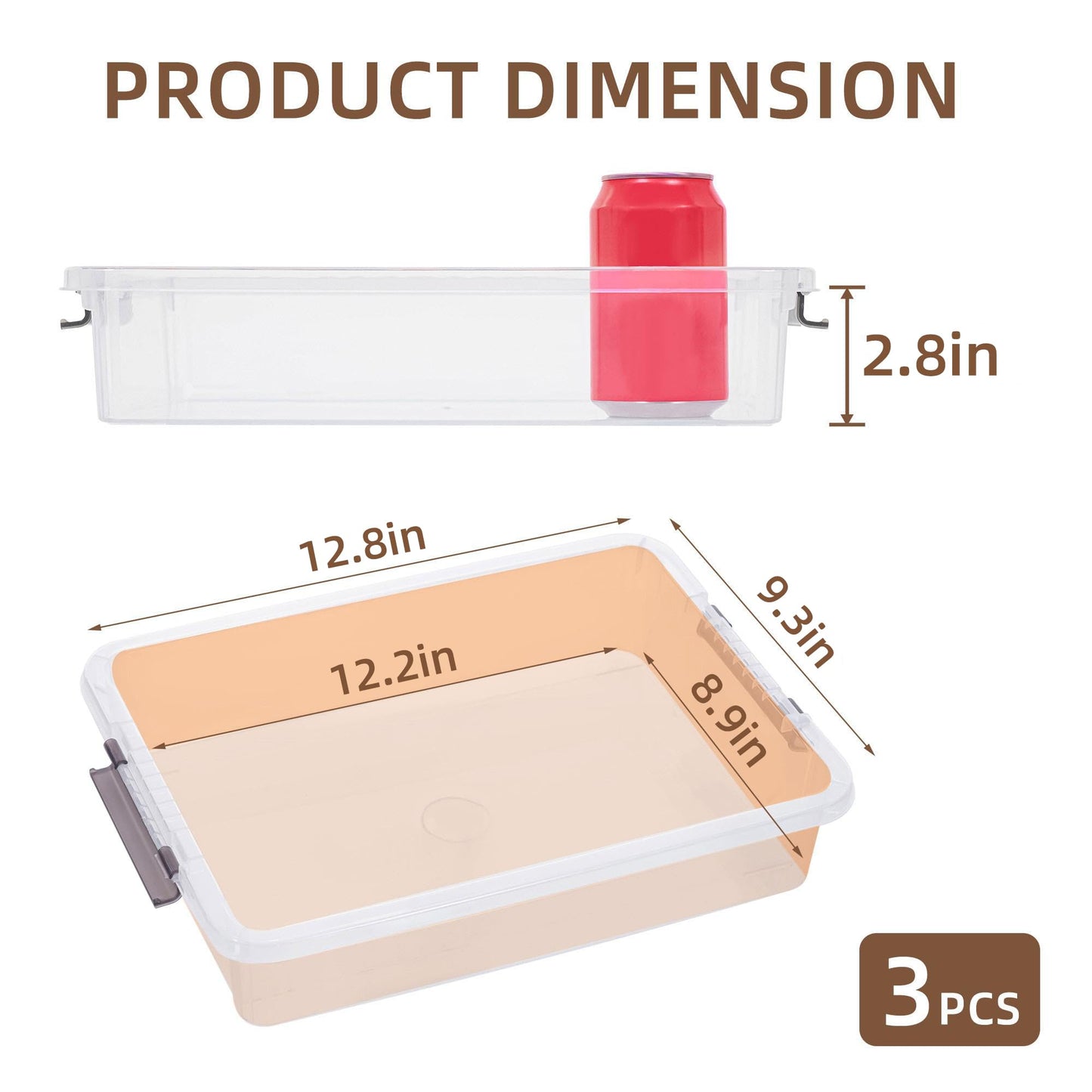 Citylife 3 PCS Plastic Storage Bins with Latching Lids Portable Project Case Clear File Box Stackable Storage Containers for Organizing A4 Paper, Photo, Document, Scrapbook