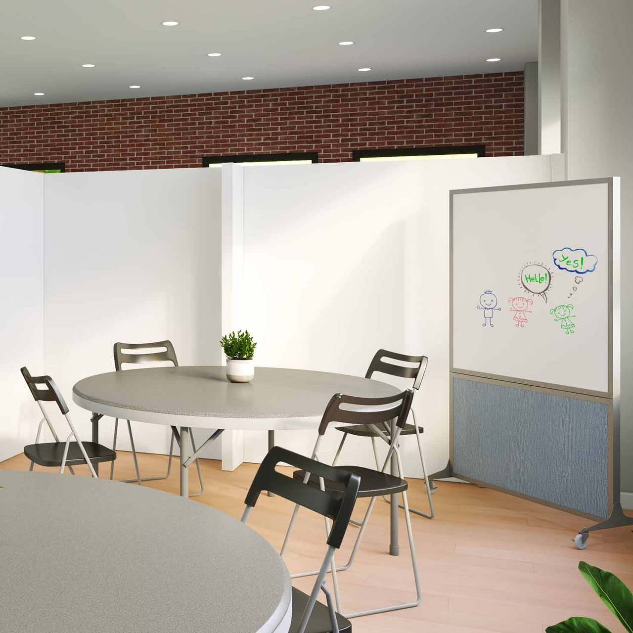 DivideWrite Mobile Whiteboard | Double Sided Dry Erase Board | Portable Office Cubicle Partition | Display for Classrooms, Conference Rooms, Meeting Areas and More | Charcoal Gray 5' Wide X 6' Tall