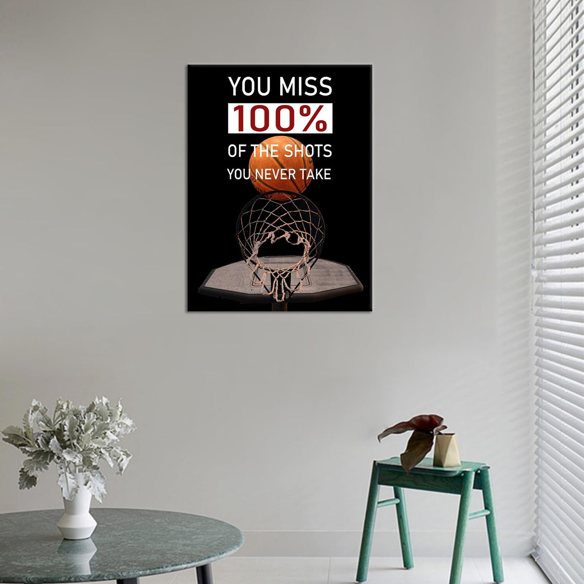 YSPCSUN Inspirational Basketball Quote Wall Decor You Miss 100% Of The Shots You Never Take Canvas Prints Framed Motivational Sports Poster For Home Gym Office Classroom Workout Room 24x18 Inch Art
