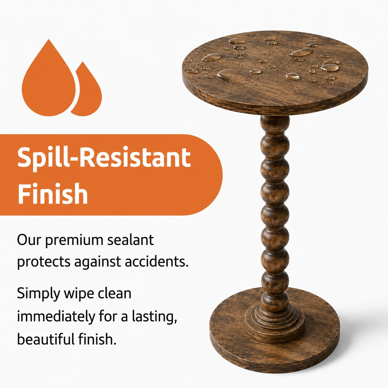 LIVINGNISH Solid Wood Round Side Table for Living Room, Bedroom and Office — Handcrafted End Table, Bedside Nightstand, Accent Table for Small Spaces with Tool-Free Assembly (Rustic Walnut)