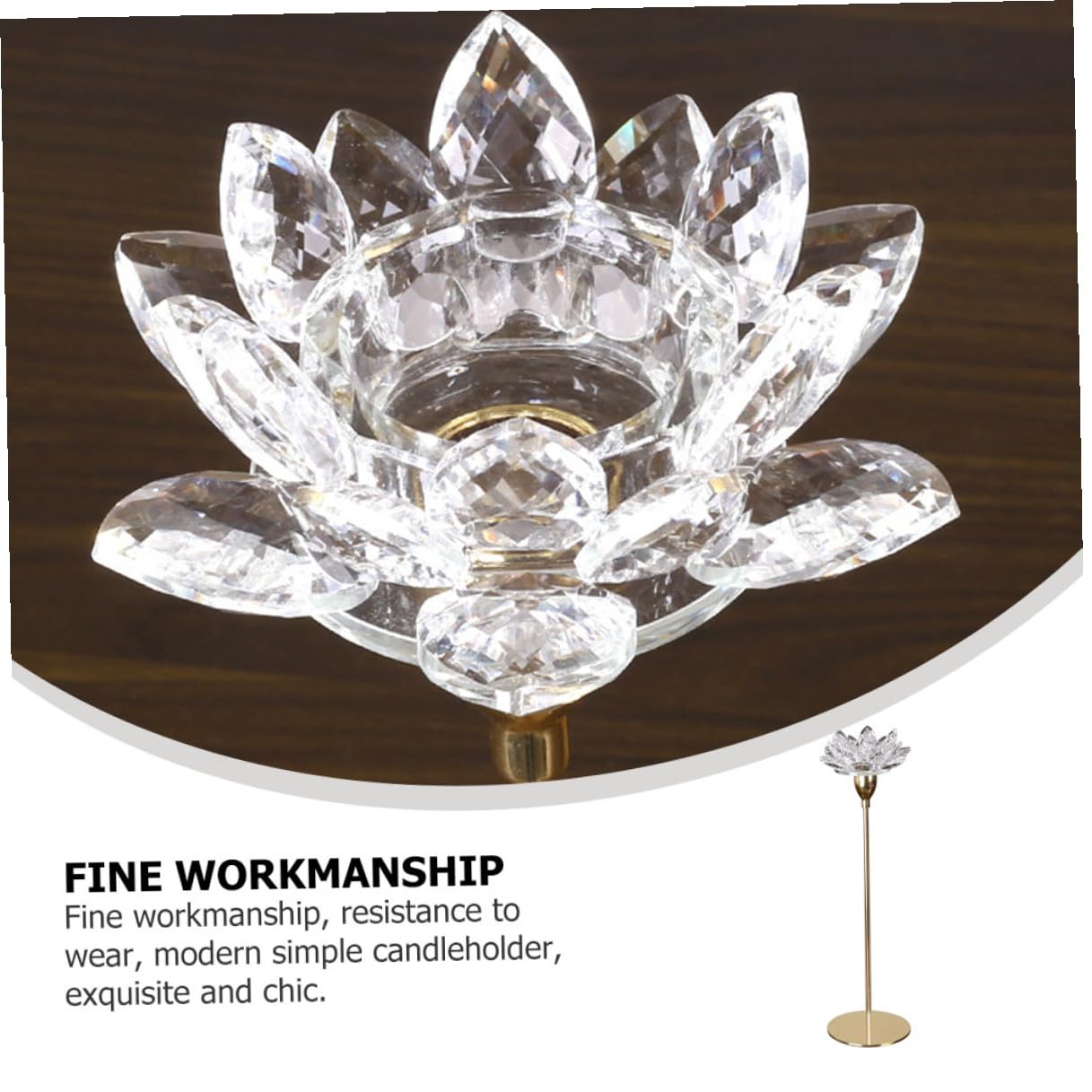 HOOTNEE Modern Metal Crystal Lotus Candle Holder Small Decorative Wedding Candlestick for Dining Room Romantic Home Décor
