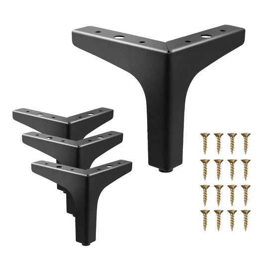 AODIOU Furniture Legs Metal feet: Couch Legs 6 Inch Sofa Cabinet Legs Replacement Black Legs for Furniture Set of 4