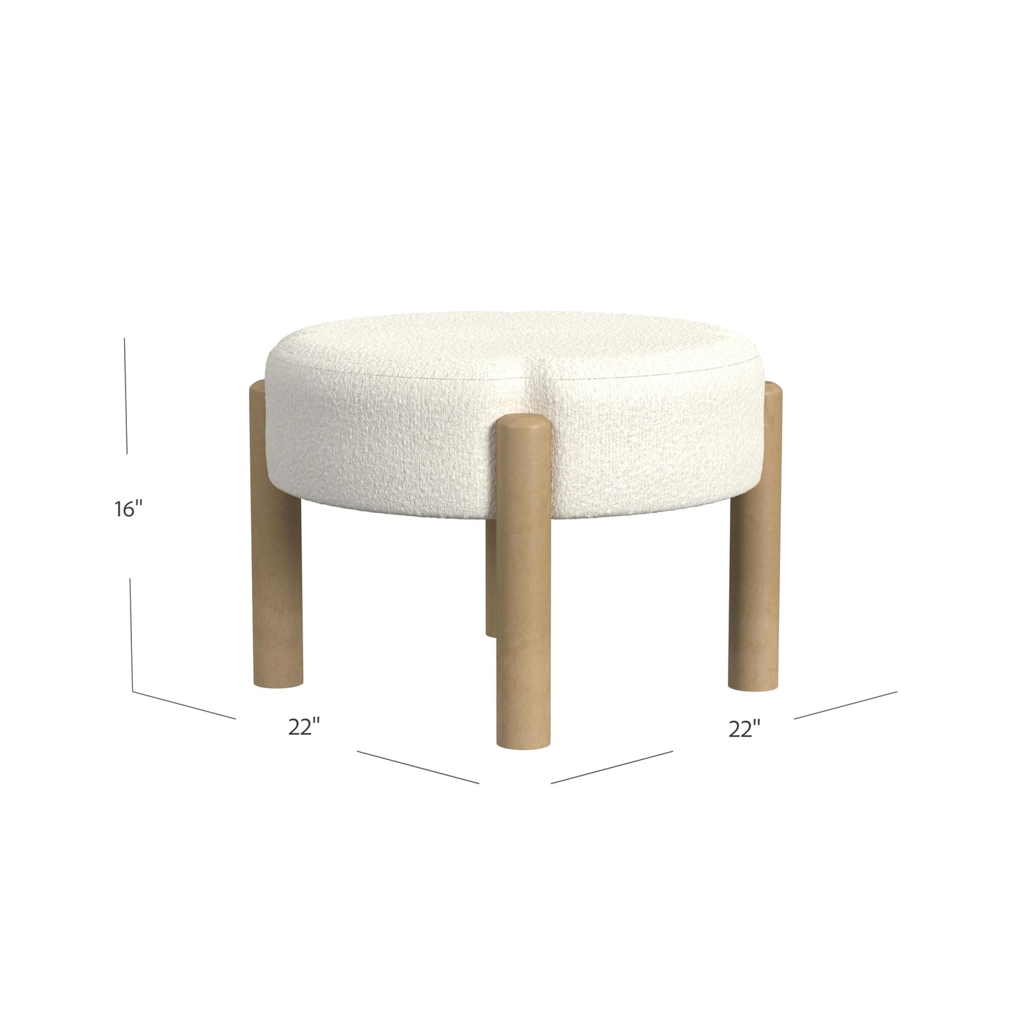HomePop Luna 22" Round Ottoman - Cream Boucle