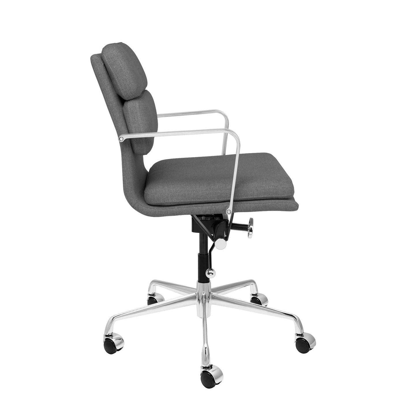 Laura Davidson Furniture SOHO II Padded Management Office Chair - Mid Back Desk Chair with Arm Rest, Swivel & Cushion Availability, Made of Poly-Cotton Fabric, Charcoal Fabric, Computer Chair