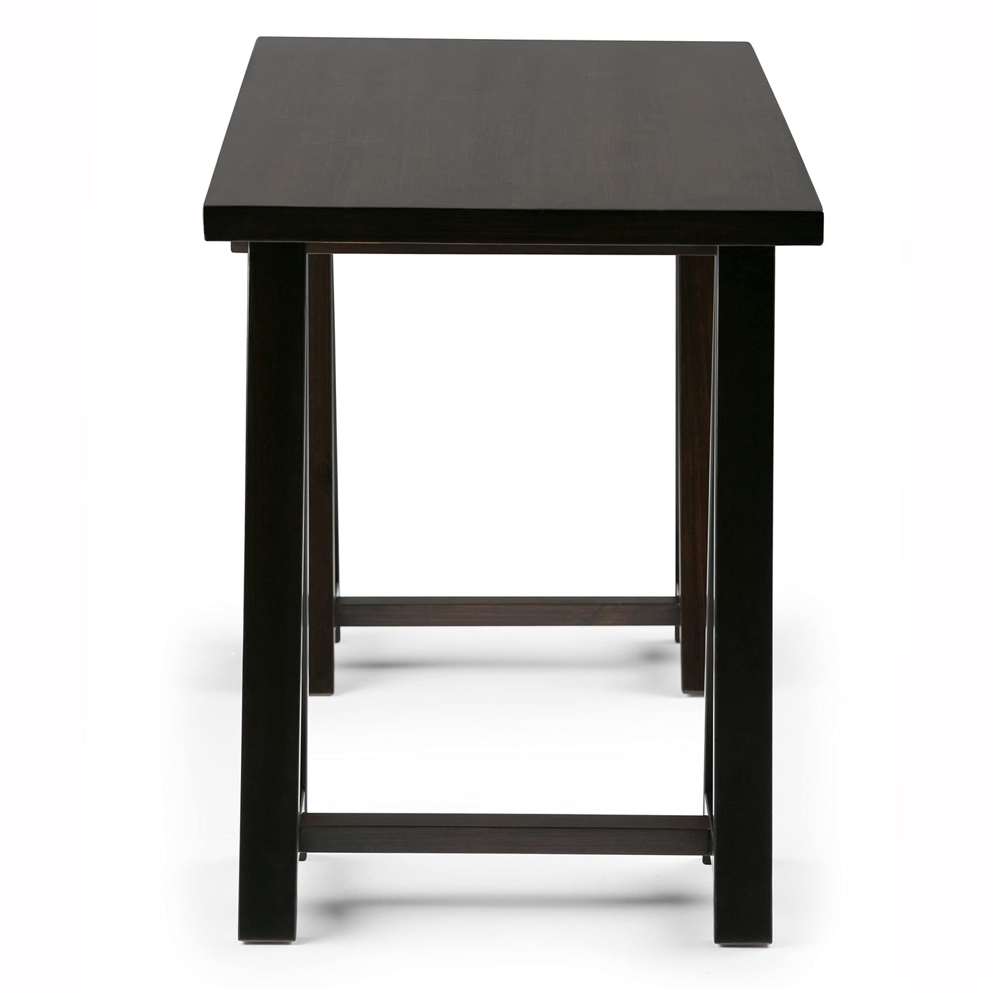 SIMPLIHOME Sawhorse Desk - 60 Inch Wide Solid Wood Writing Desk in Dark Chestnut Brown, Modern Industrial Home Office Computer Table for Workspace with Sawhorse Base and Integrated Keyboard Tray