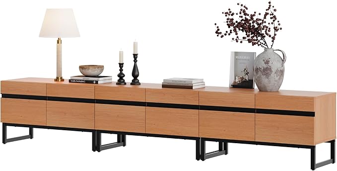 WAMPAT Modern TV Stand for 32-110 Inch TVs, Wood Entertainment Center
