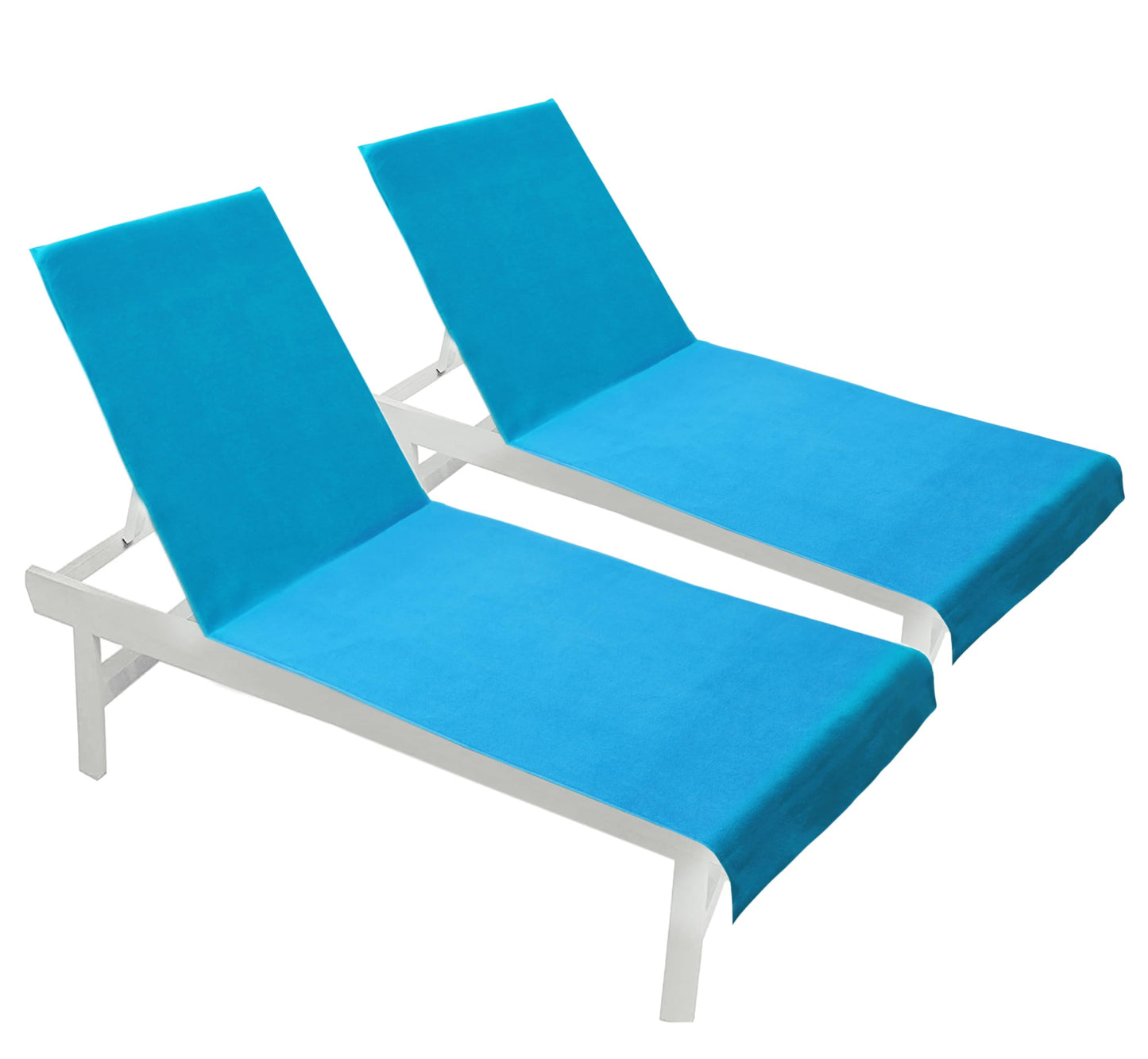 COTTON CRAFT Pool Lounge Chair Cover - 2 Pack - 100% Cotton - Soft Ringspun Terry Towel Spa Chaise Lounge Chair Cover - Beach Chair Cover - Oversized 32 in Wide x 82 in Length x 7 inch Pocket – Aqua
