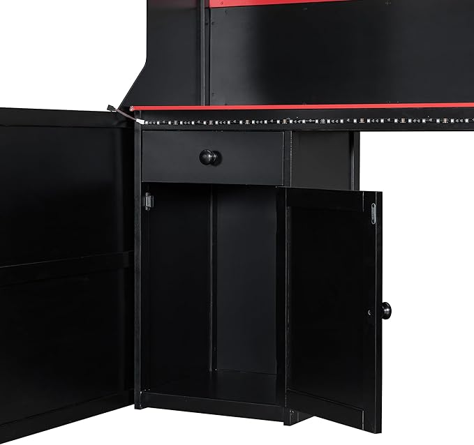 Modern Gaming Loft Bed with Built-in Desk, LED Lighting & Charging Hub – Full