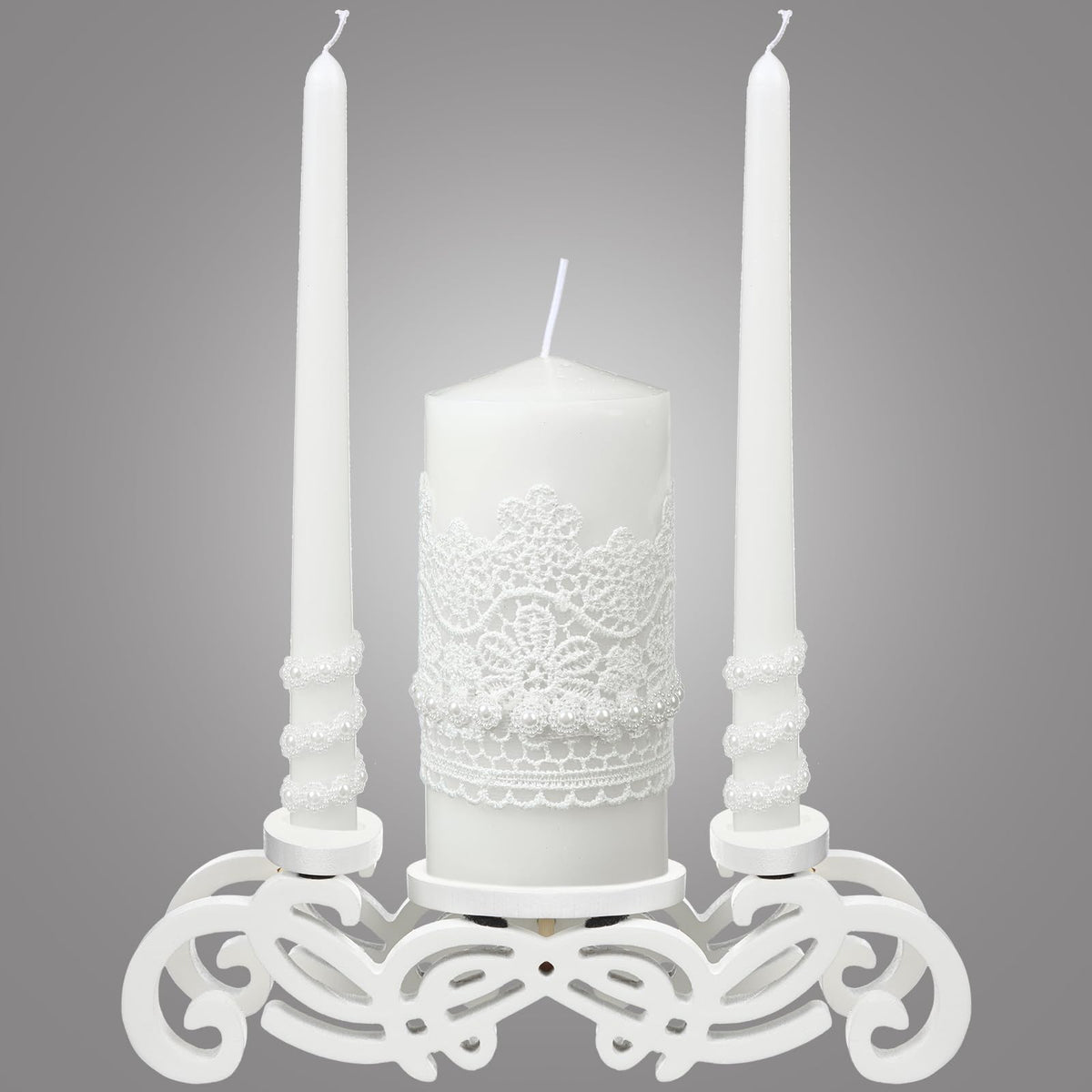 Irenare Unity Candles with Holder for Wedding Ceremony Wedding Decortions Accessories Glass Candle Holder Pillar Candle for Formal Events Church(Stylish Style)
