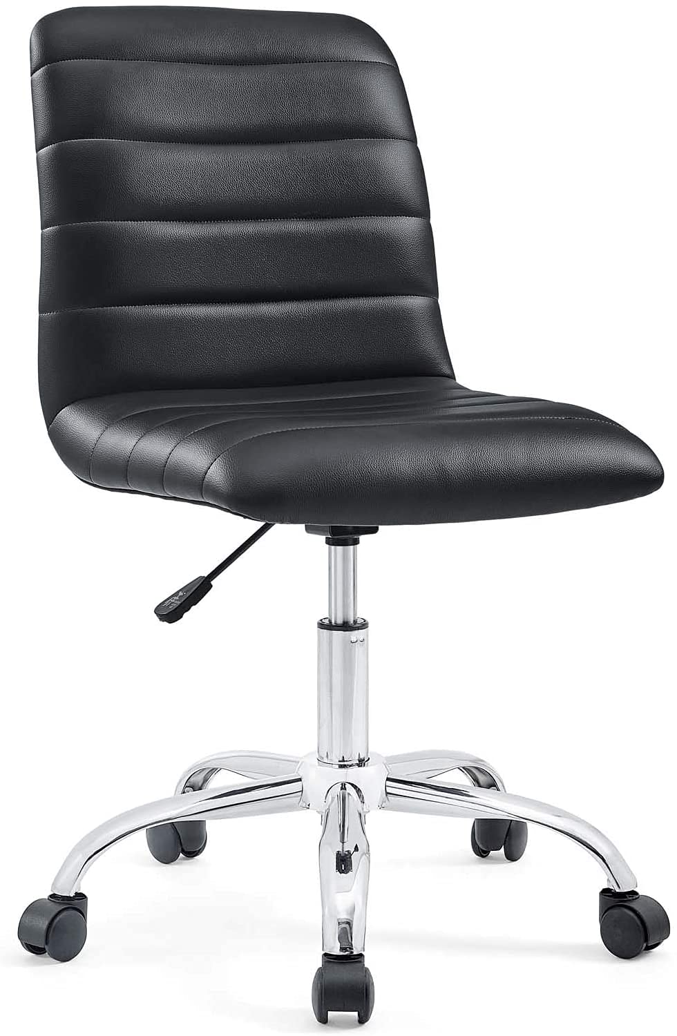 Modway Ripple Ribbed Armless Mid Back Swivel Computer Desk Office Chair In Black