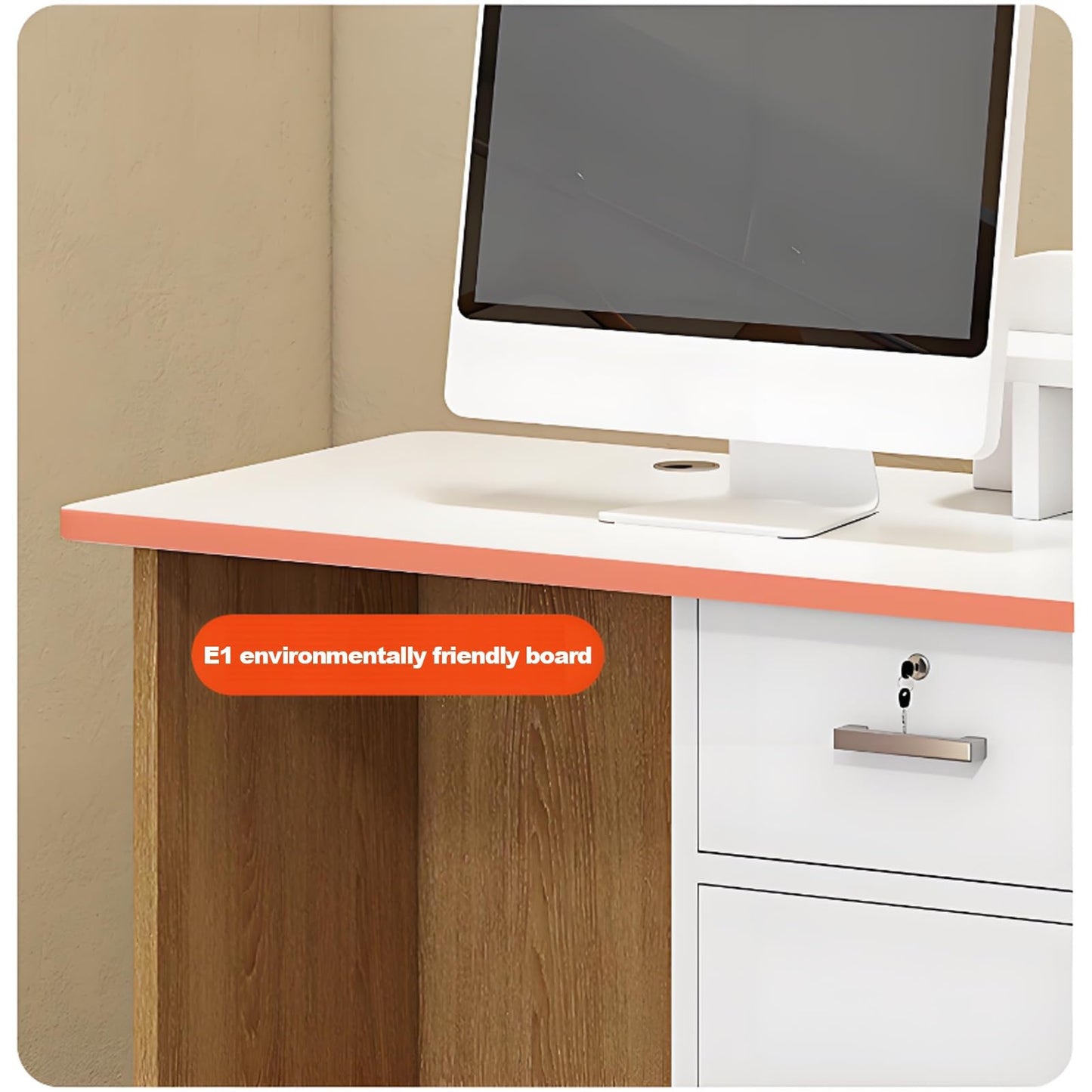 Apricot LED Reception Desk - Modern Front Counter for Salon, Lobby, Shop & Office - 100cm/39.3in Stylish Design, Simple Elegance, Enhanced Customer Experience