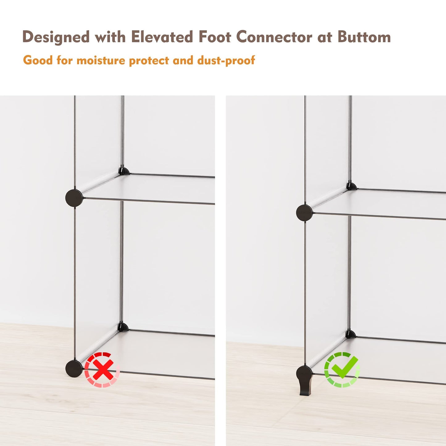HOMIDEC Closet Organizers and Storage, 9 Cube Storage Organizer, Portable Closet Organizer Storage Cubes Shelves for Clothes, Bedroom, Wardrobe, Kids Room, Bathroom, Transparent