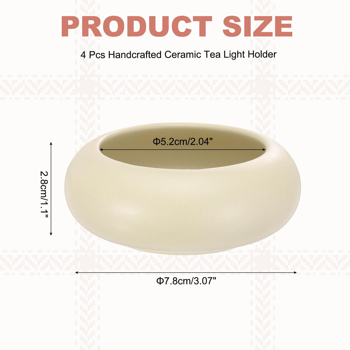 MECCANIXITY Pebble Tealight Candle Holders 4 Pcs Ceramic Candle Holders for Garden Desk Table Home Decor, Beige